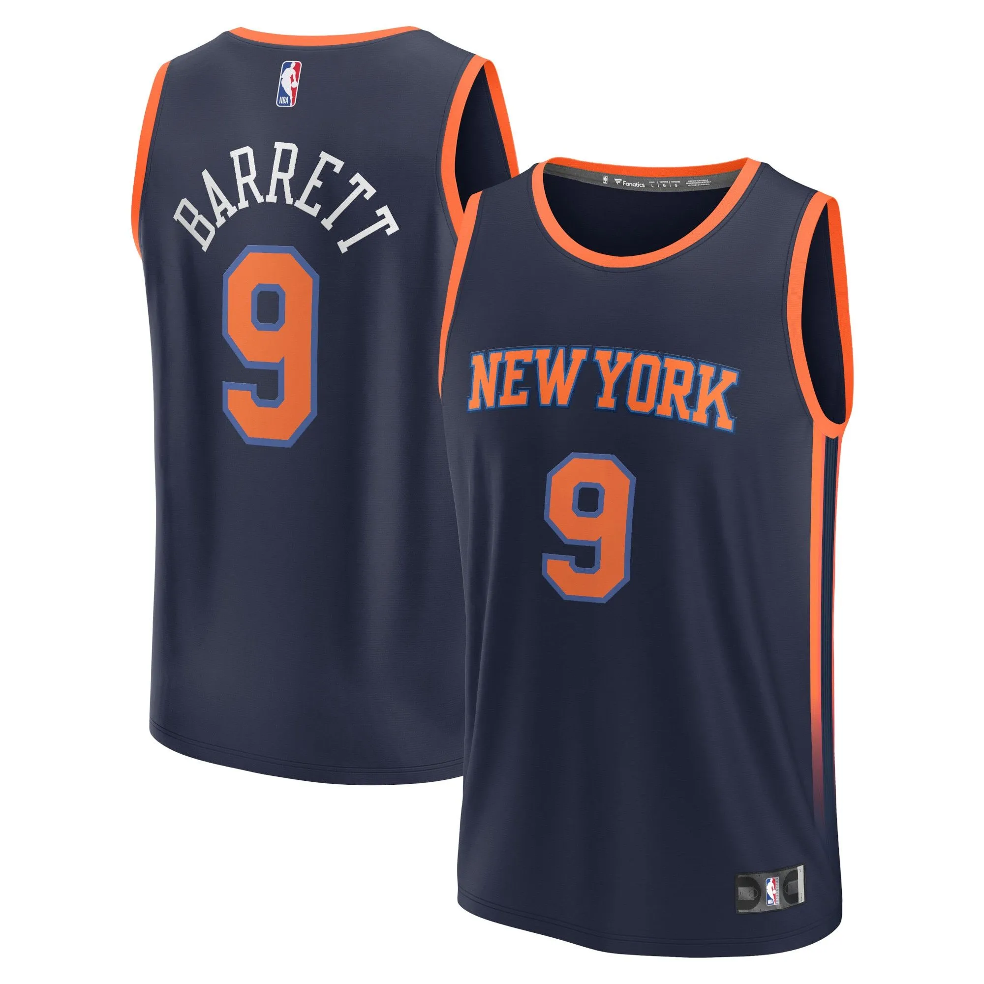 RJ Barrett New York Knicks Fanatics Branded Fast Break Replica Player Jersey - Statement Edition - Navy