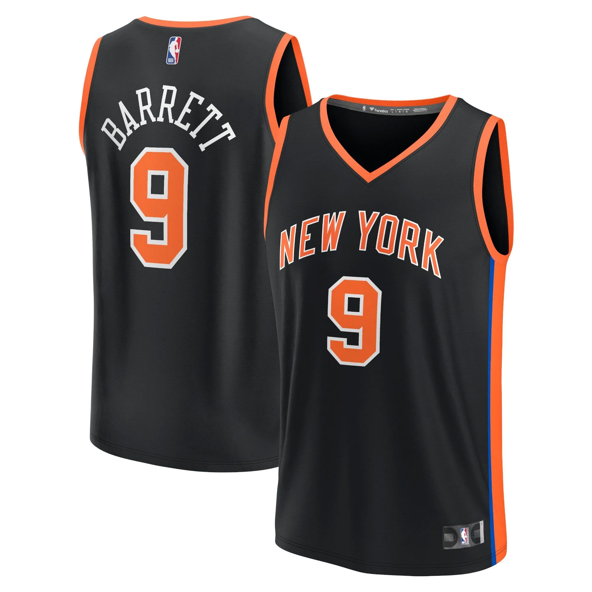 RJ Barrett New York Knicks Fanatics Branded Fastbreak Jersey - City Edition - Black