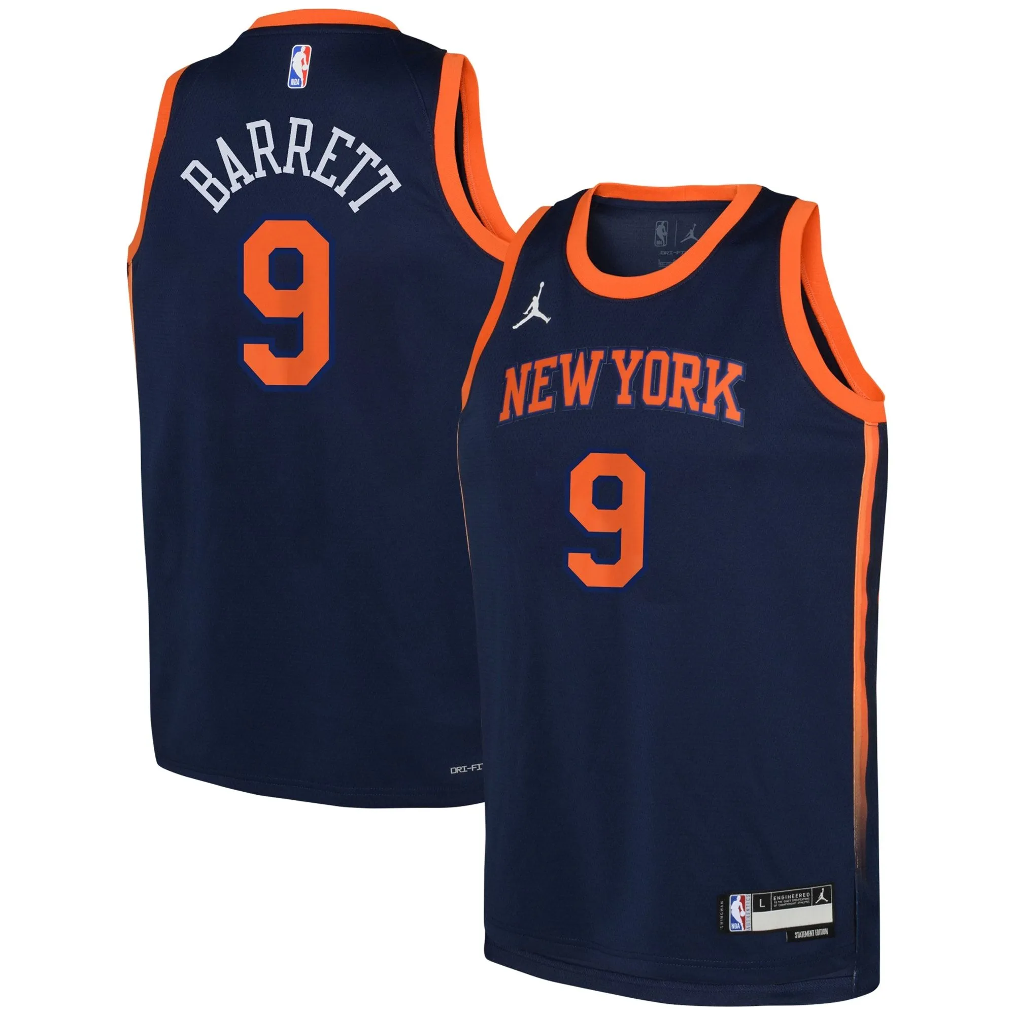 RJ Barrett New York Knicks Jordan Brand Youth Swingman Jersey - Statement Edition - Navy