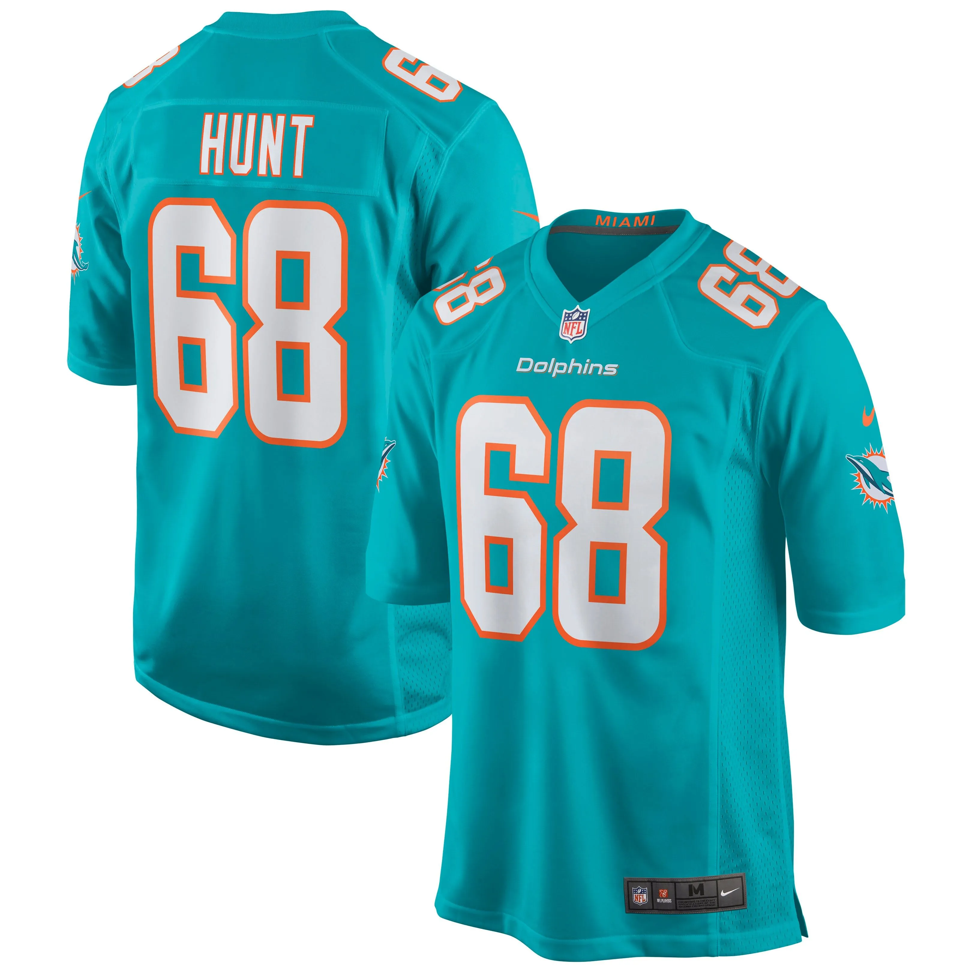 Robert Hunt Miami Dolphins  Game Jersey - Aqua