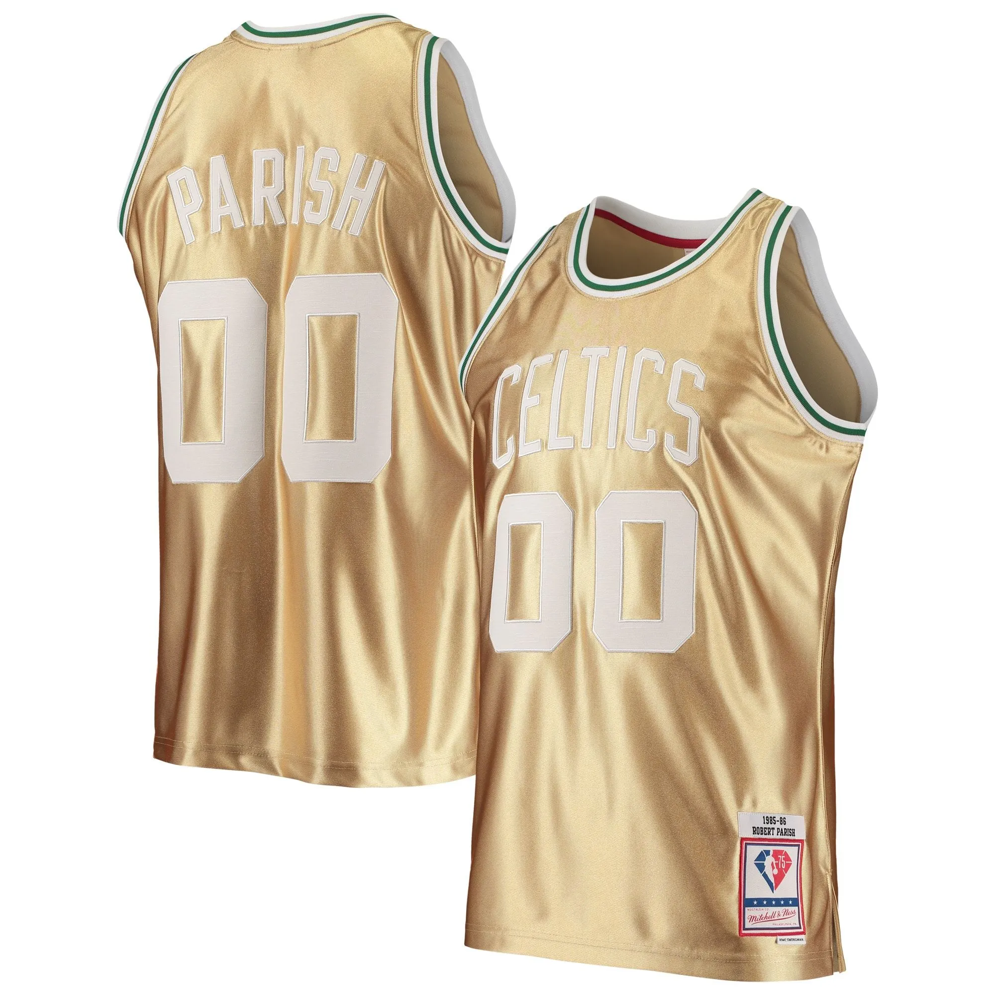 Robert Parish Boston Celtics Mitchell & Ness 75th Anniversary 1985/86 Hardwood Classics Swingman Jersey - Gold