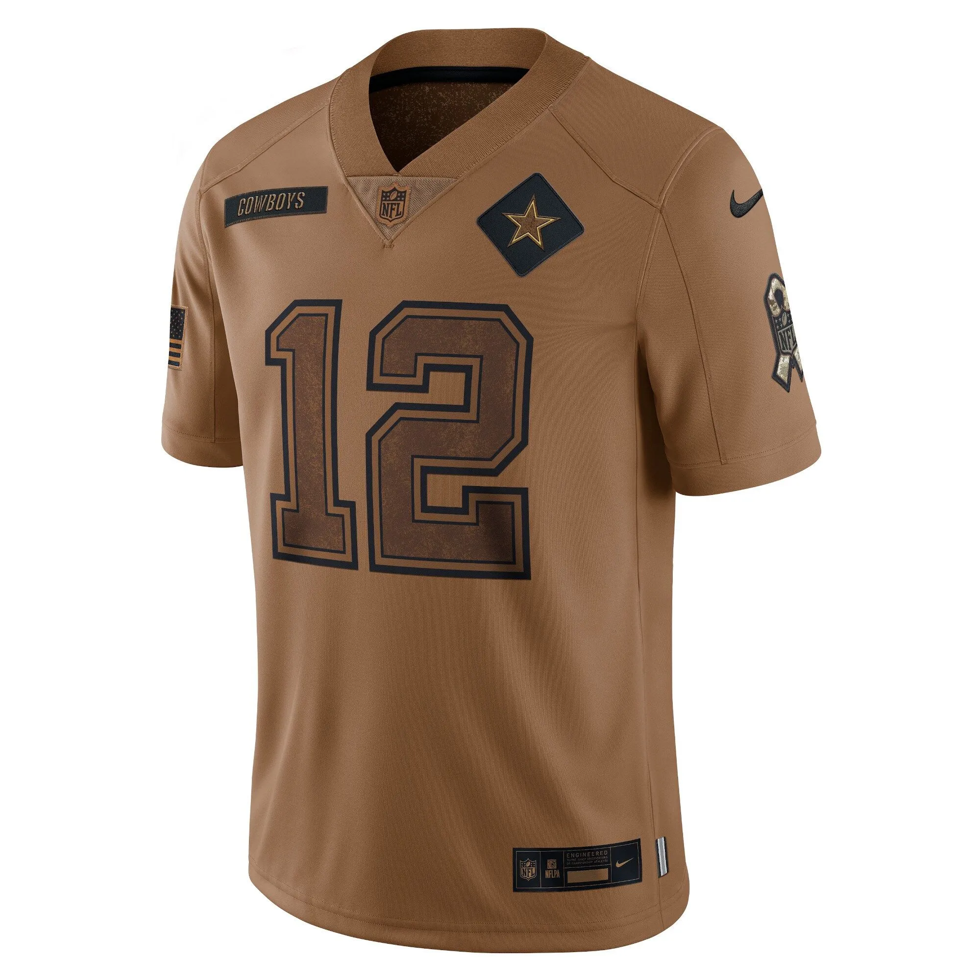 Roger Staubach Dallas Cowboys  2023 Salute To Service Retired Player Limited Jersey - Brown