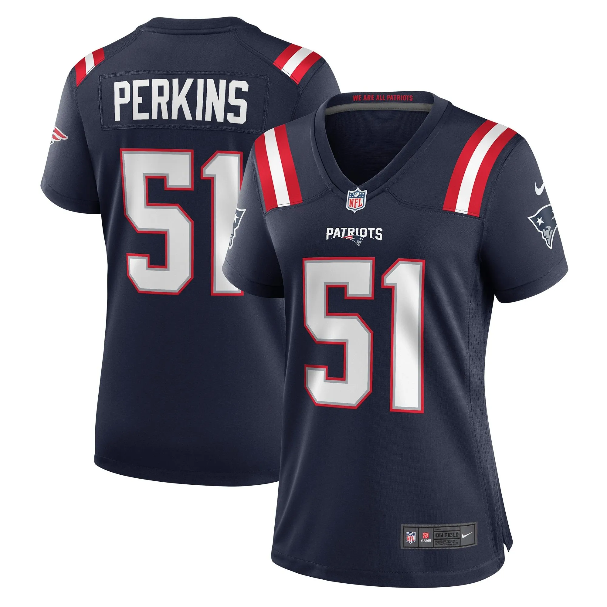 Ronnie Perkins New England Patriots  Women's Game Jersey - Navy