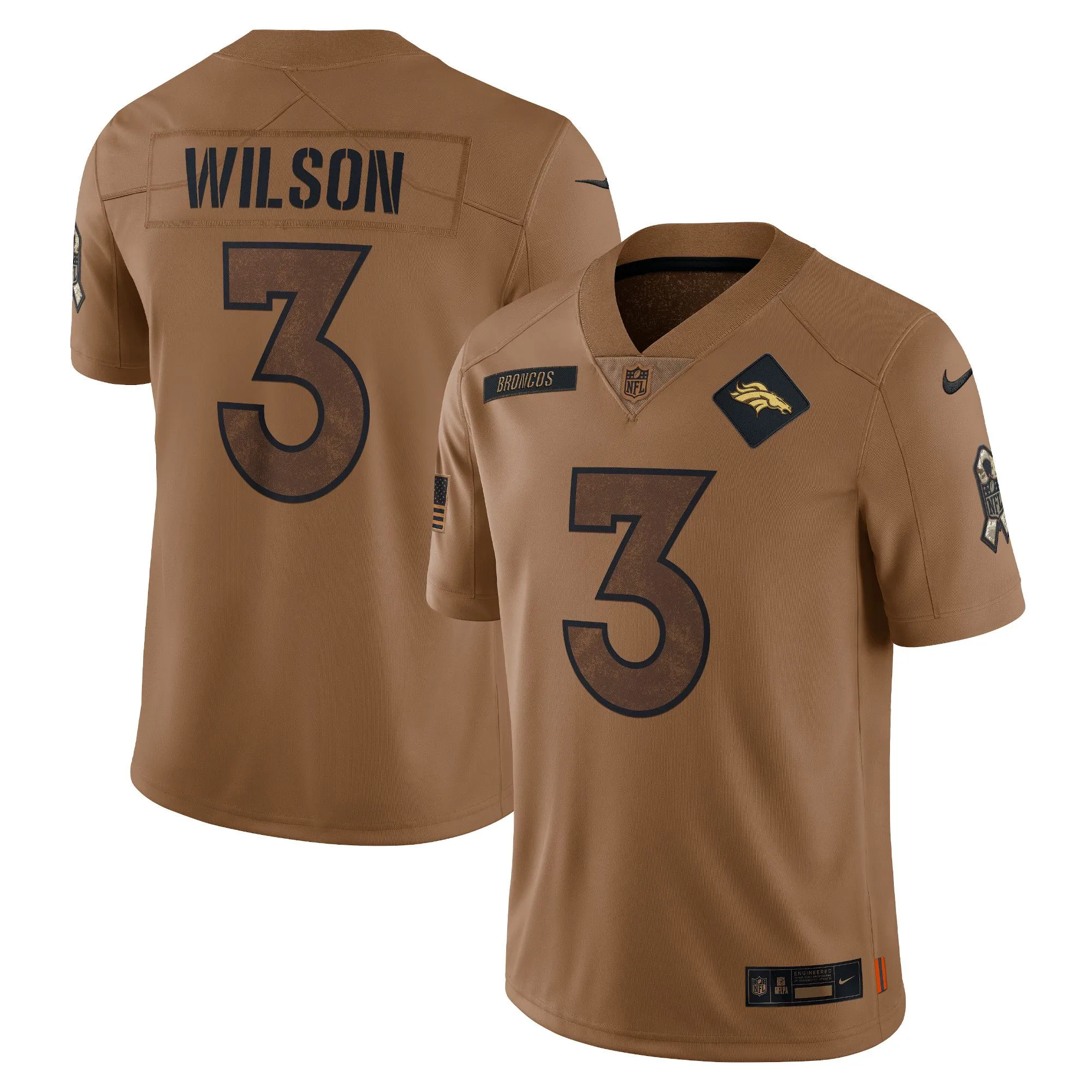 Russell Wilson Denver Broncos  2023 Salute To Service Limited Jersey - Brown