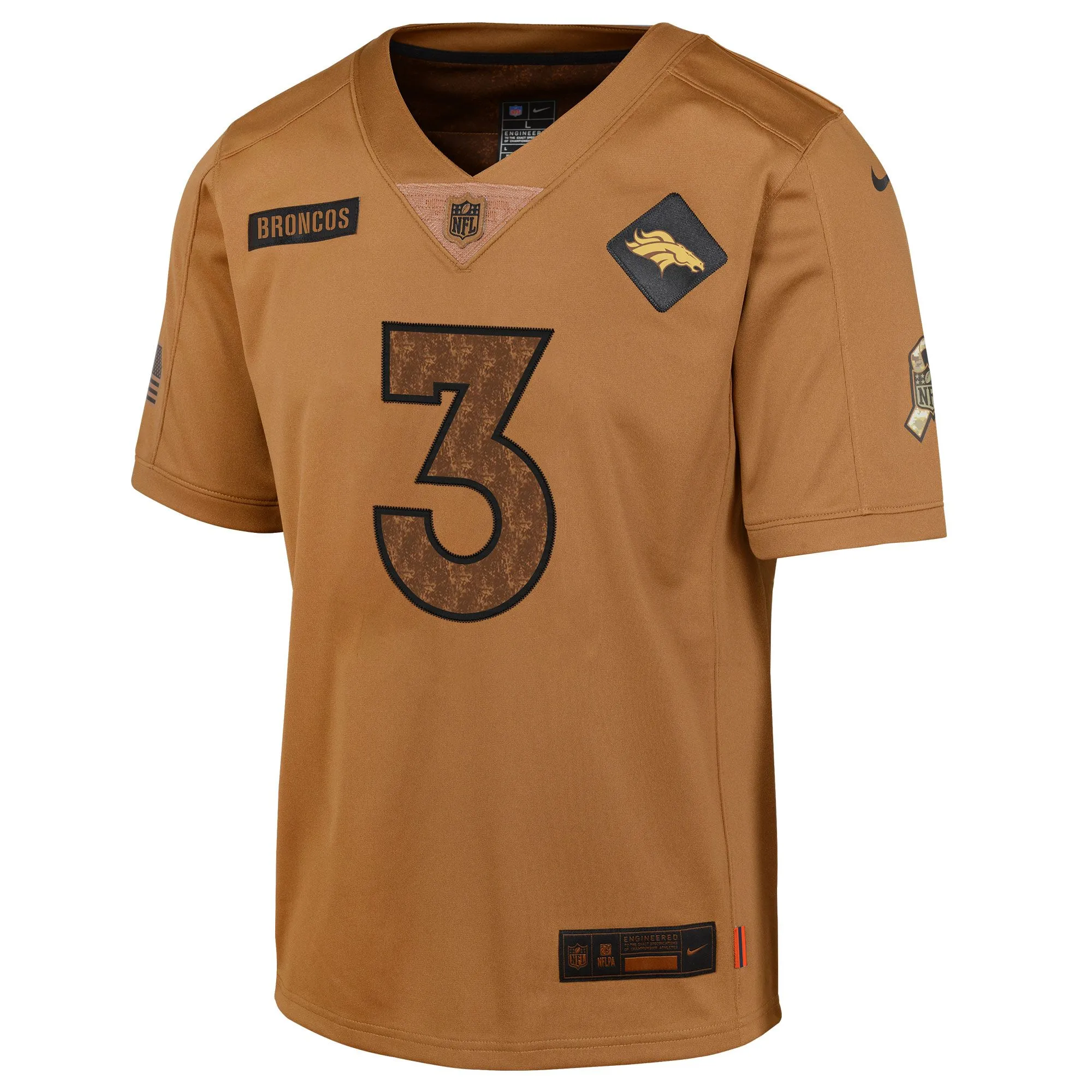 Russell Wilson Denver Broncos  Youth 2023 Salute To Service Limited Jersey - Brown