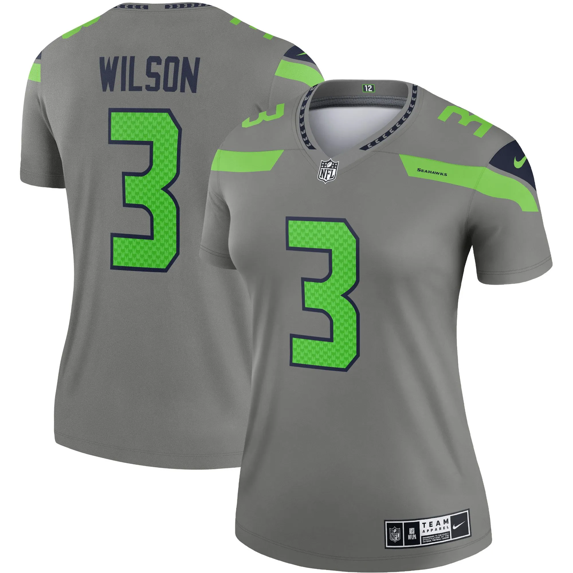 Russell Wilson Seattle Seahawks  Women's Inverted Legend Jersey - Gray