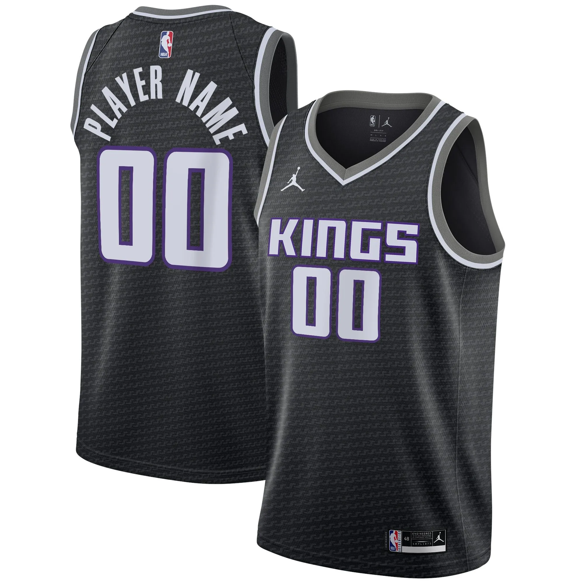 Sacramento Kings Jordan Brand Swingman Custom Jersey - Statement Edition - Black