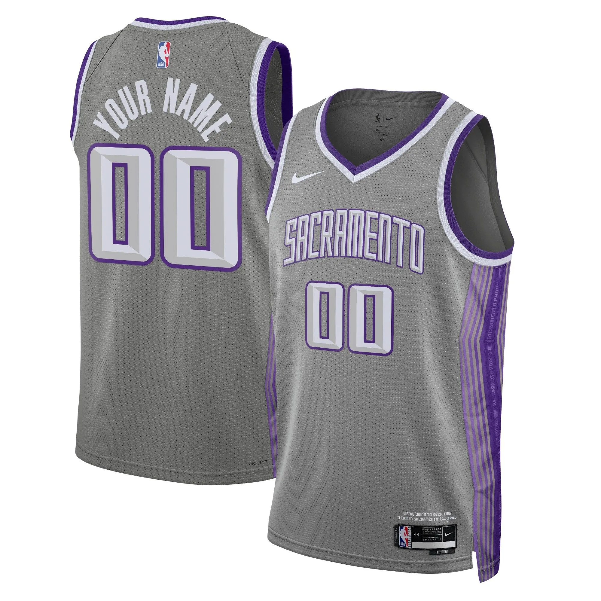 Sacramento Kings  Unisex 2022/23 Swingman Custom Jersey - City Edition - Black