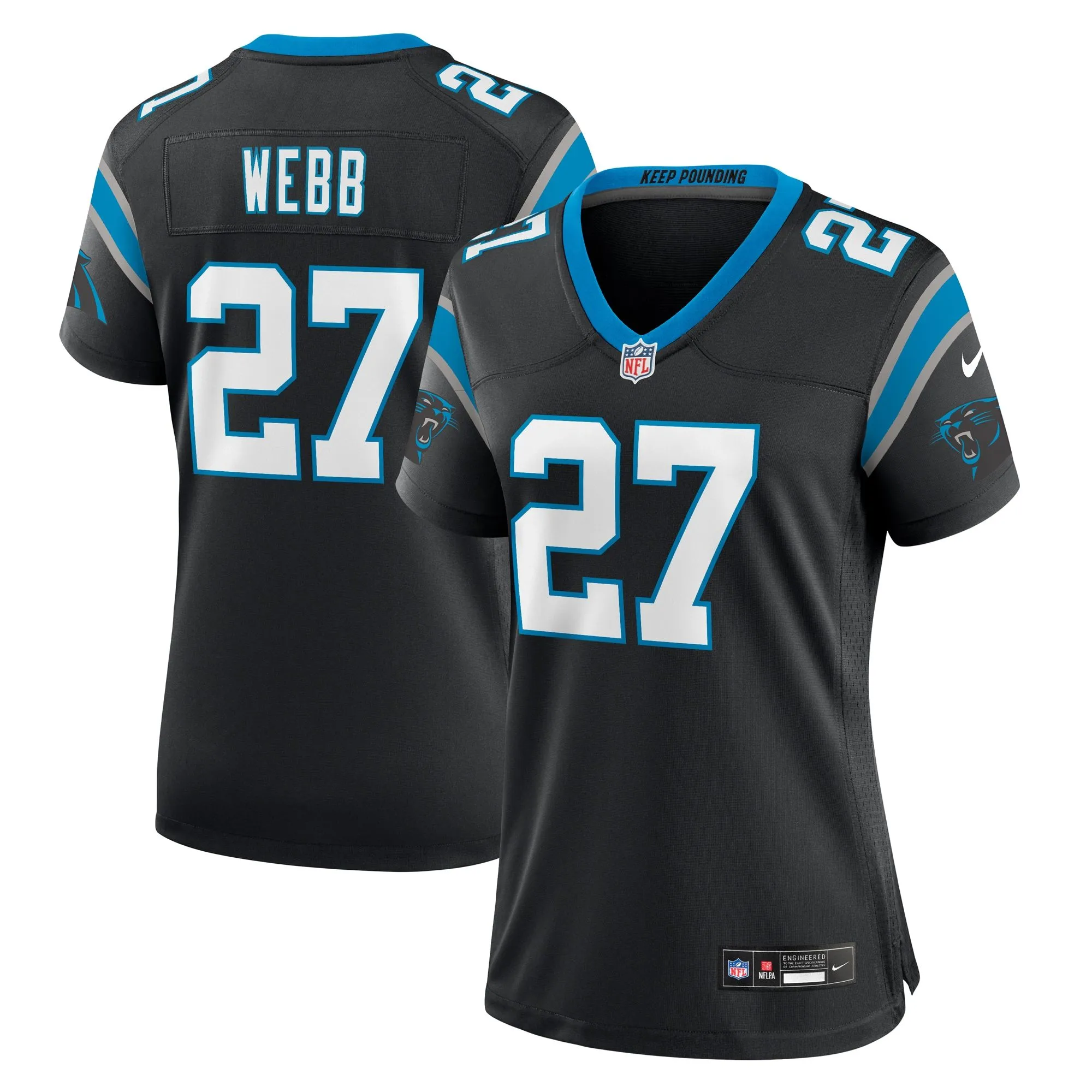 Sam Webb Carolina Panthers  Women's Team Game Jersey -  Black