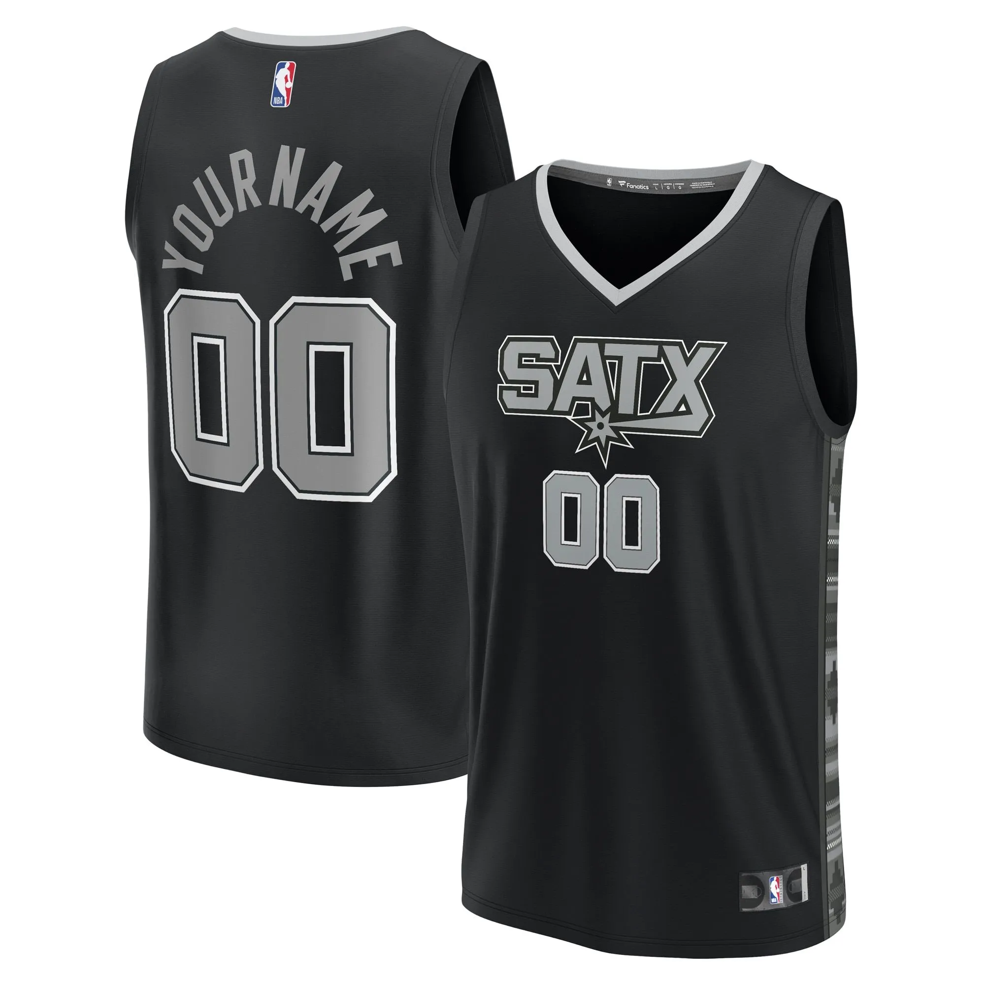 San Antonio Spurs Fanatics Branded  Fast Break Custom Replica Jersey - Black - Statement Edition