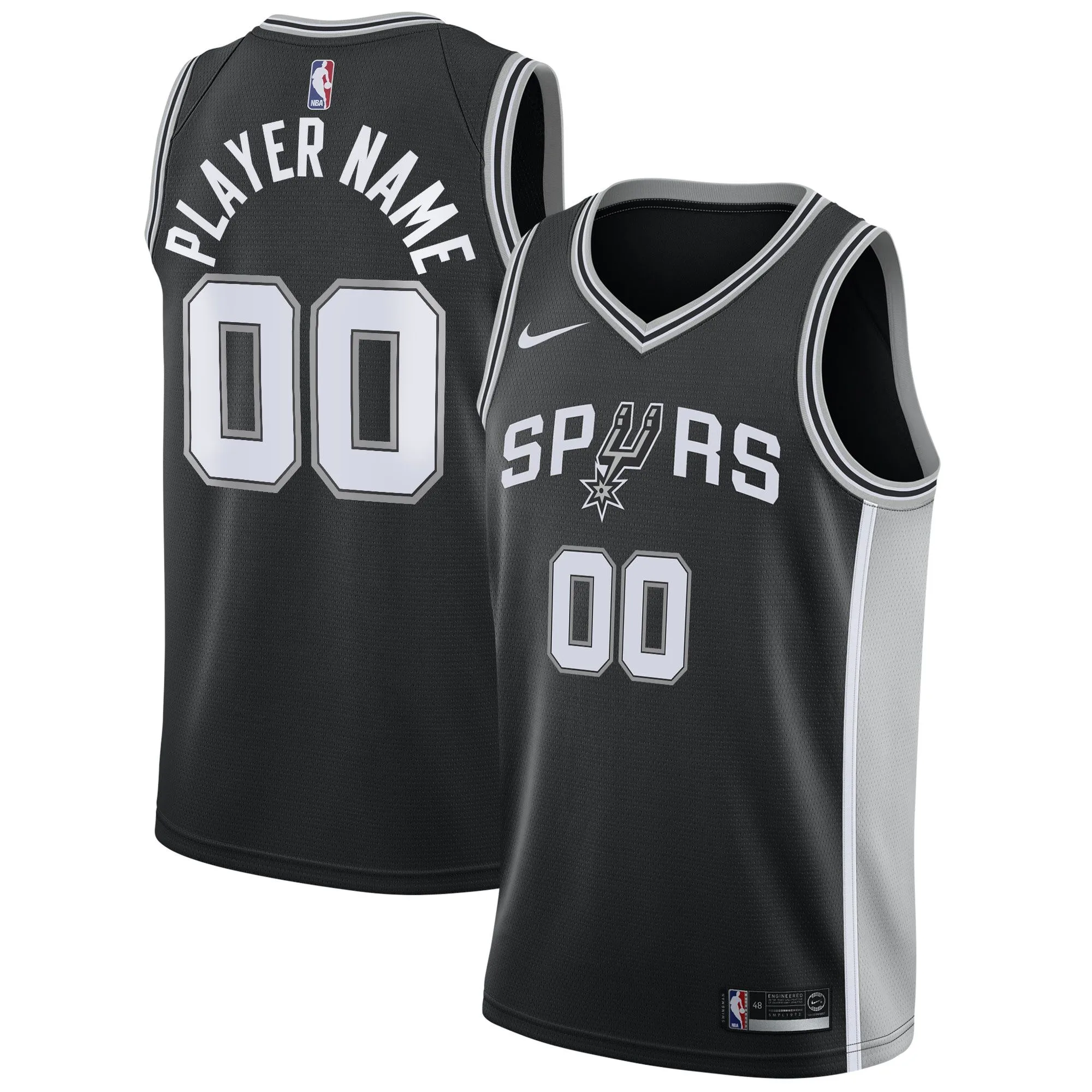 San Antonio Spurs  Swingman Custom Jersey Black - Icon Edition