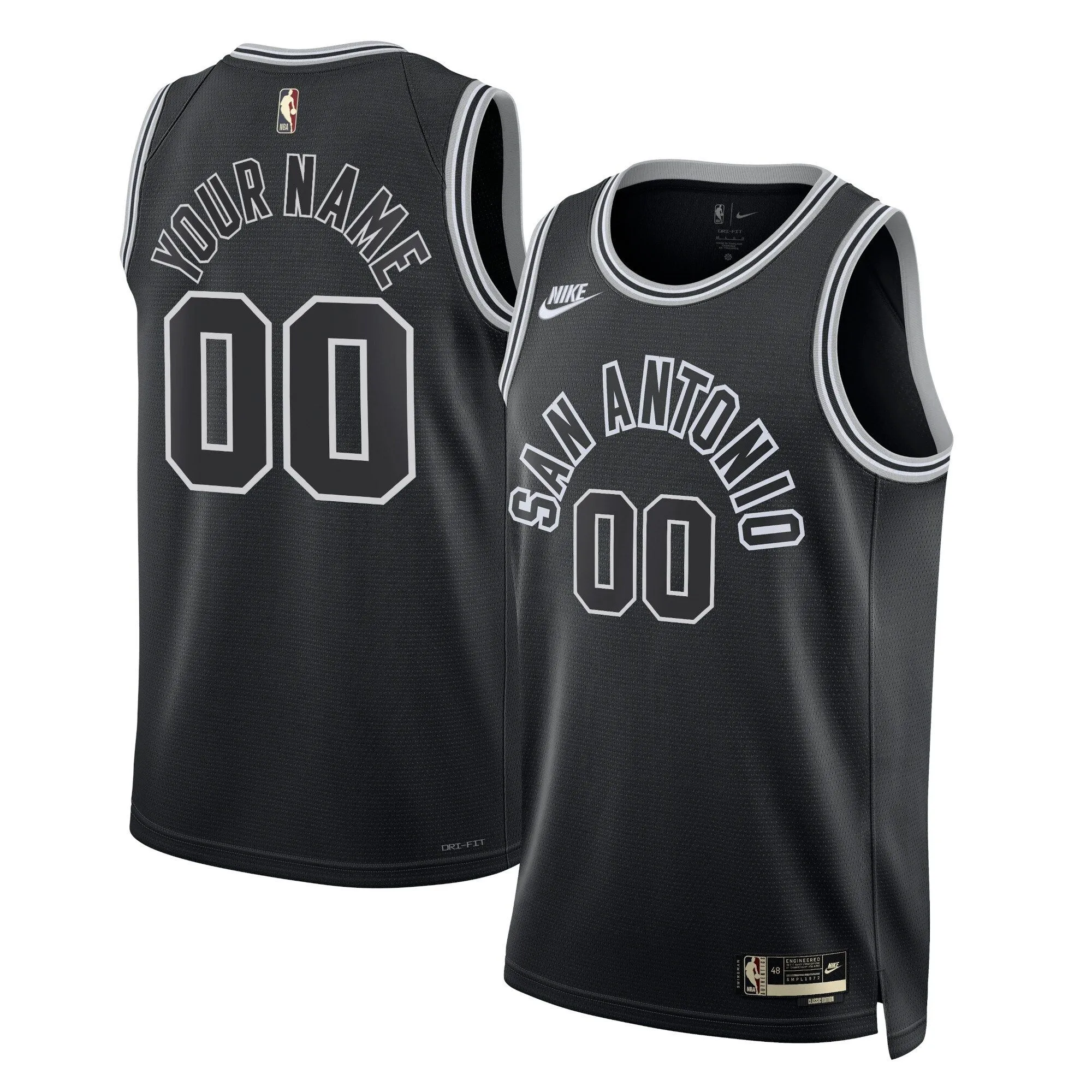 San Antonio Spurs  Unisex 2022/23 Custom Swingman Jersey - Classic Edition - Black