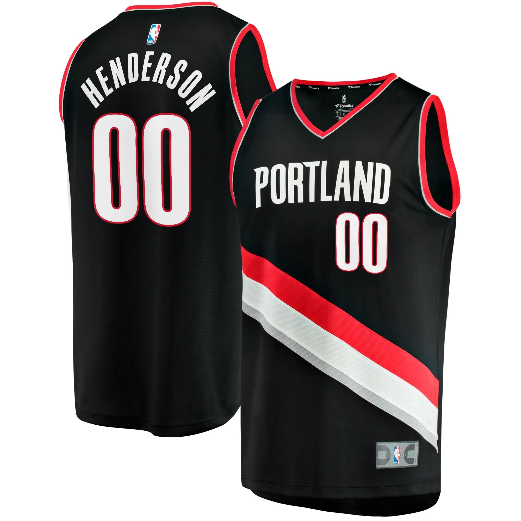 Scoot Henderson Portland Trail Blazers Fanatics Branded  Fast Break Replica Jersey - Icon Edition - Black