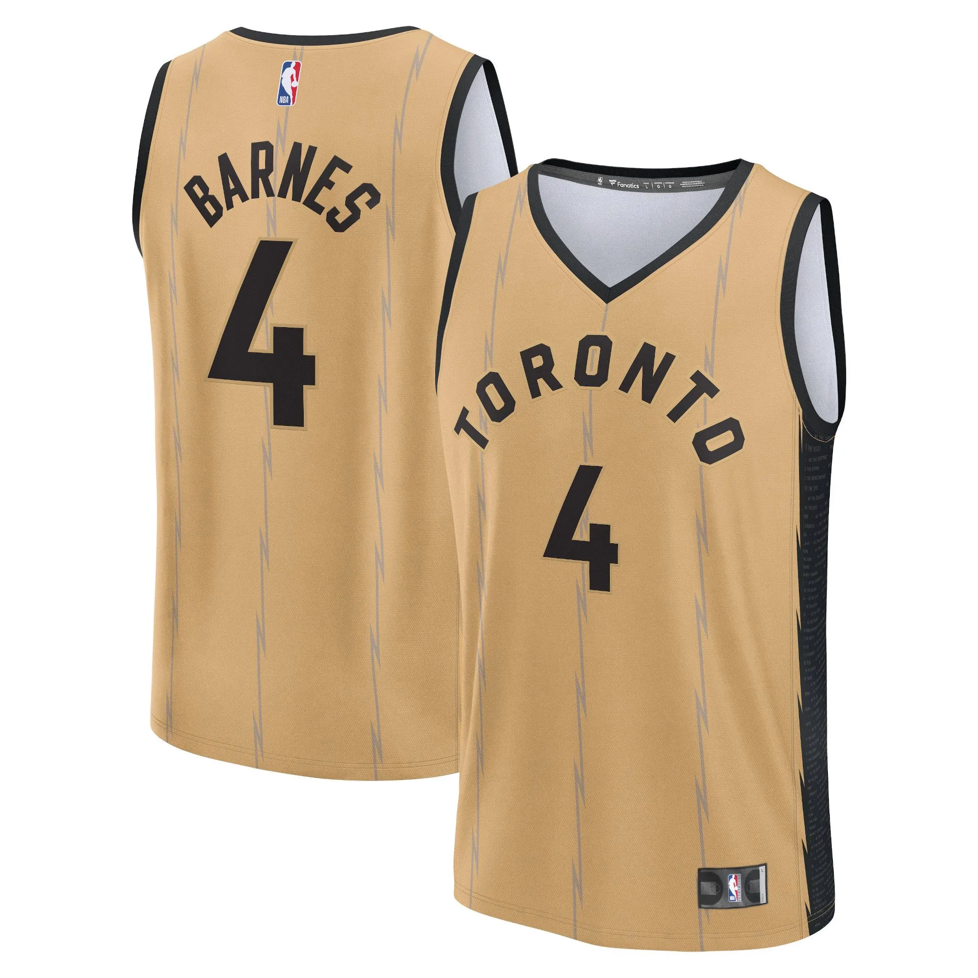 Scottie Barnes Toronto Raptors Fanatics Branded Fast Break Jersey - Gold - City Edition