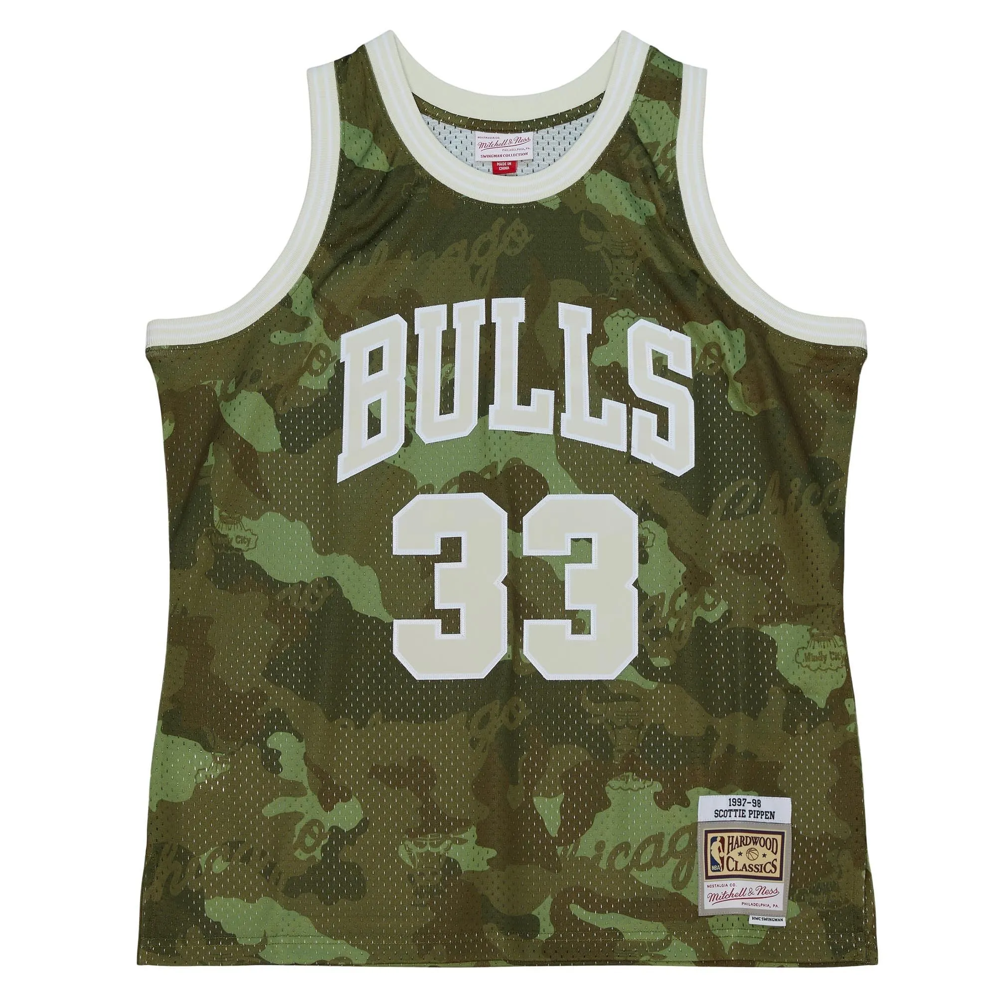 Scottie Pippen Chicago Bulls Mitchell & Ness Hardwood Classics 1997/98 Ghost Green Swingman Jersey - Camo