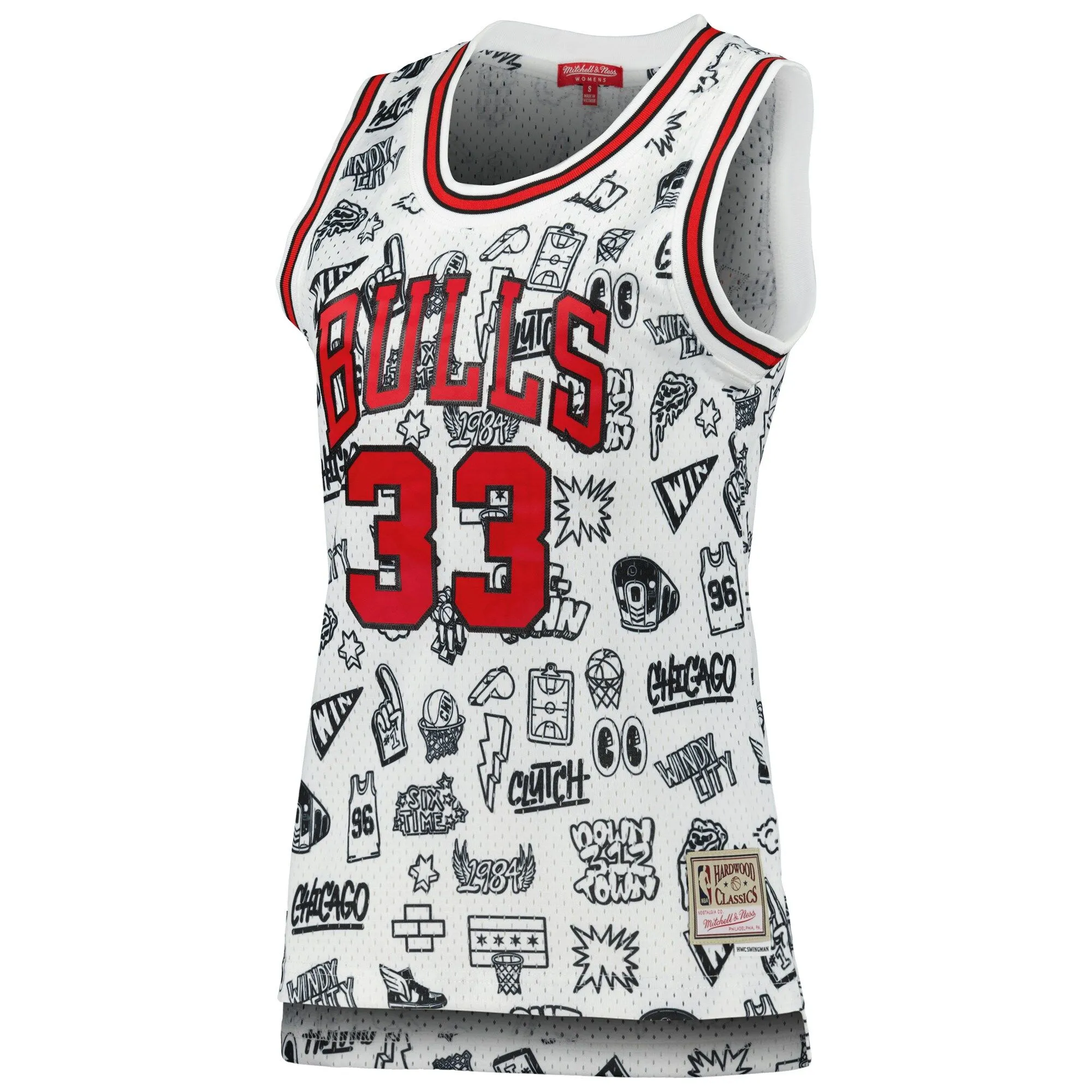 Scottie Pippen Chicago Bulls Mitchell & Ness Women's 1997 Doodle Swingman Jersey - White