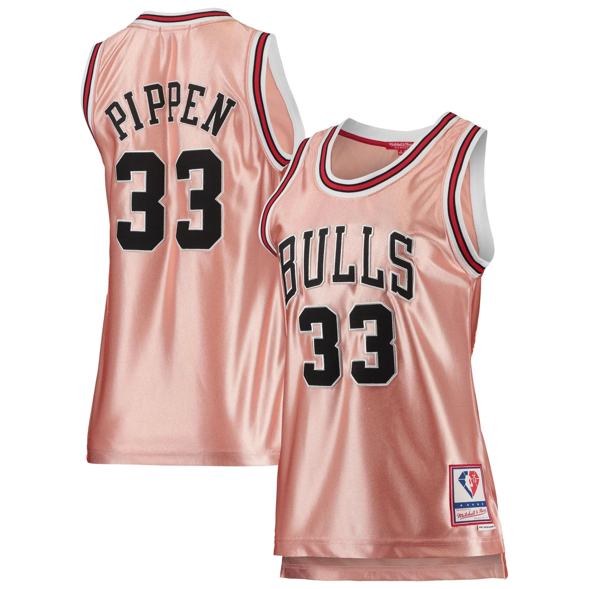 Scottie Pippen Chicago Bulls Mitchell & Ness Women's 75th Anniversary Rose Gold 1997 Swingman Jersey - Pink