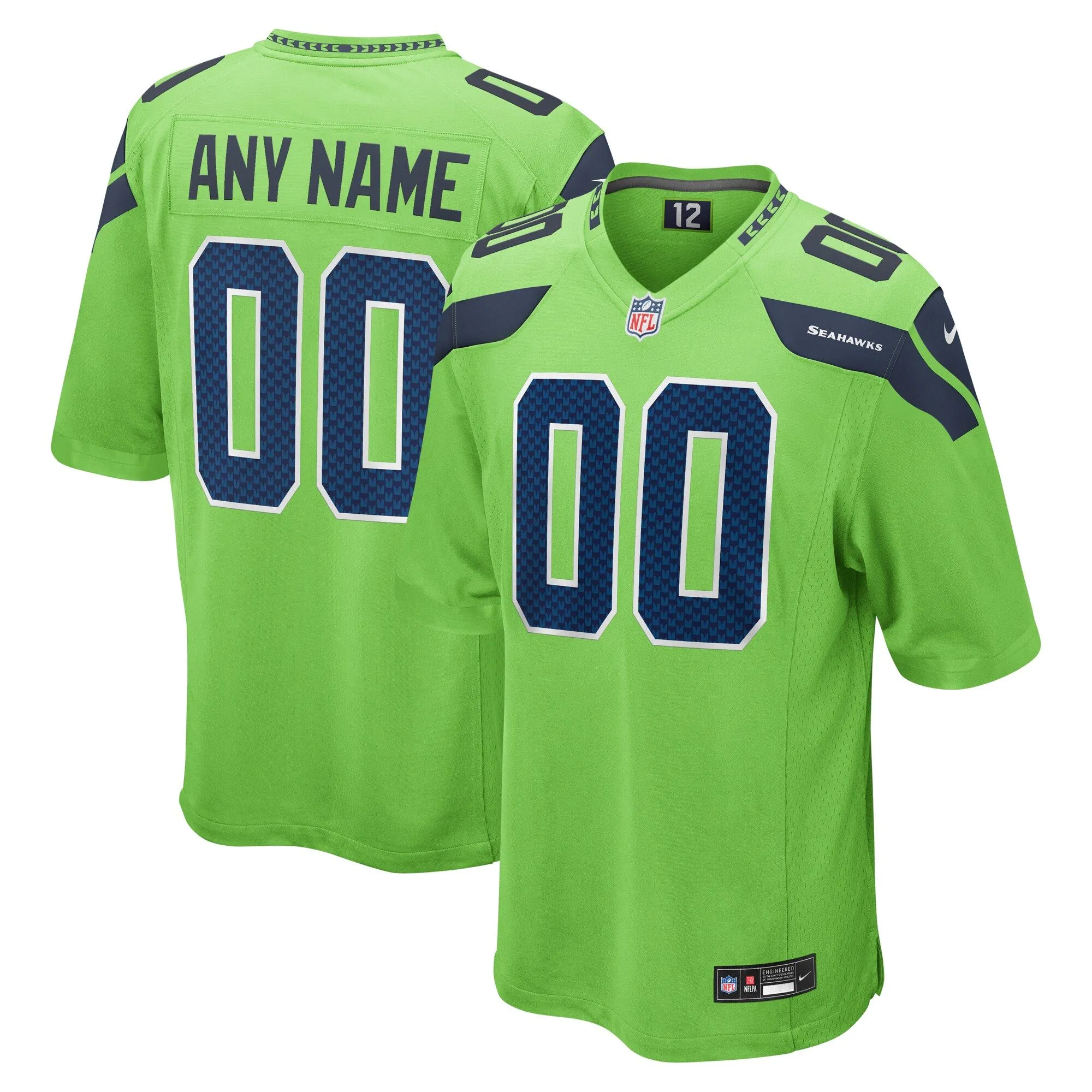 Seattle Seahawks  Alternate Custom Game Jersey - Neon Green