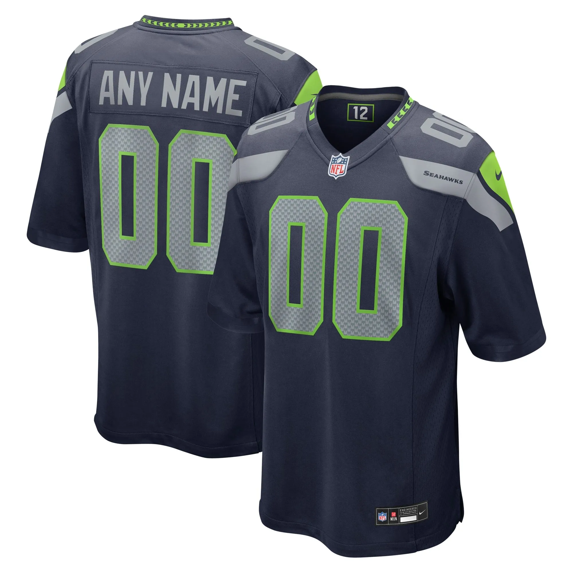 Seattle Seahawks  Custom Game Jersey - College Navy