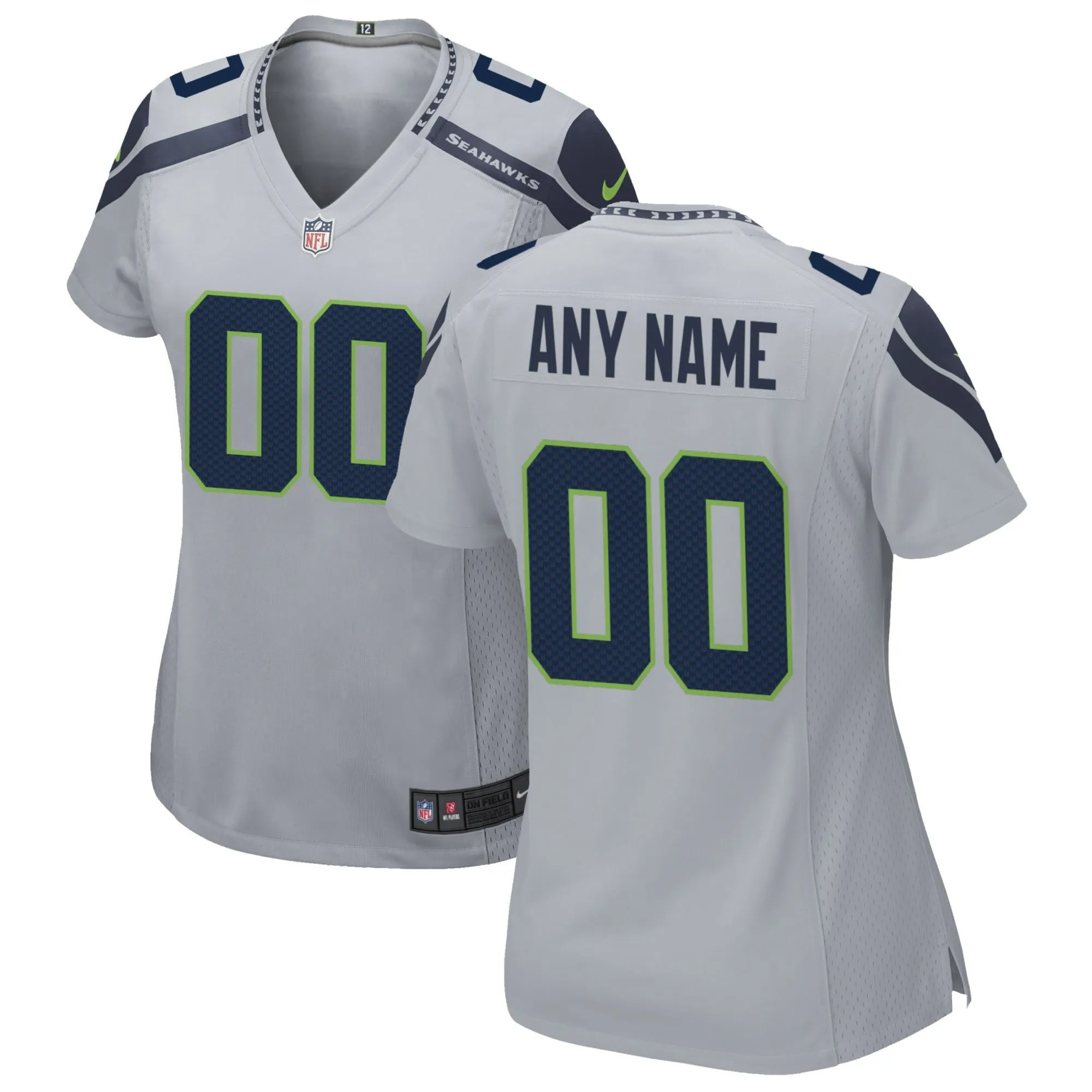 Seattle Seahawks  Women's Alternate Custom Game Jersey - Gray