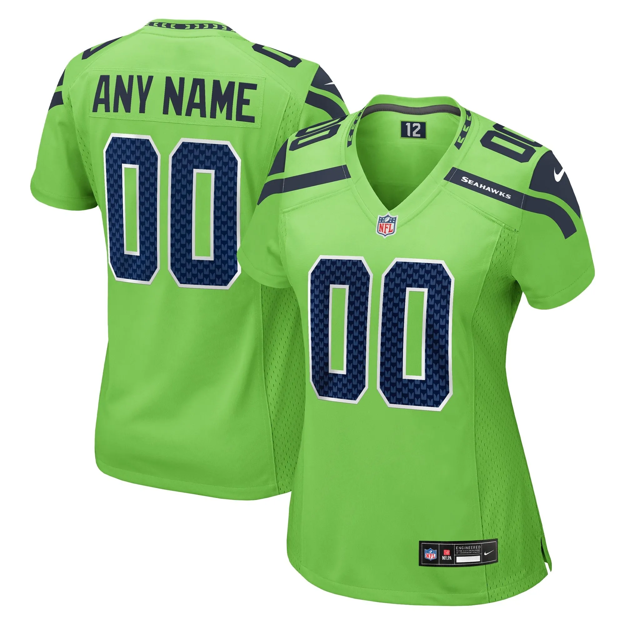 Seattle Seahawks  Women's Alternate Custom Game Jersey - Neon Green