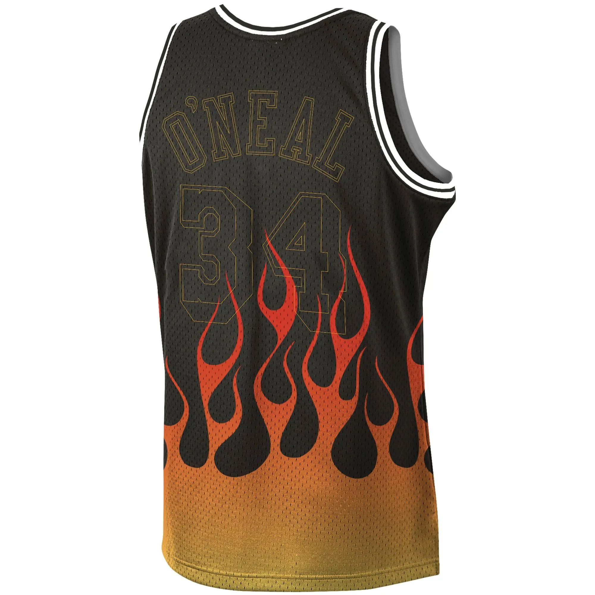 Shaquille O'Neal Los Angeles Lakers Mitchell & Ness 1996-97 Hardwood Classics Flames Swingman Jersey - Black