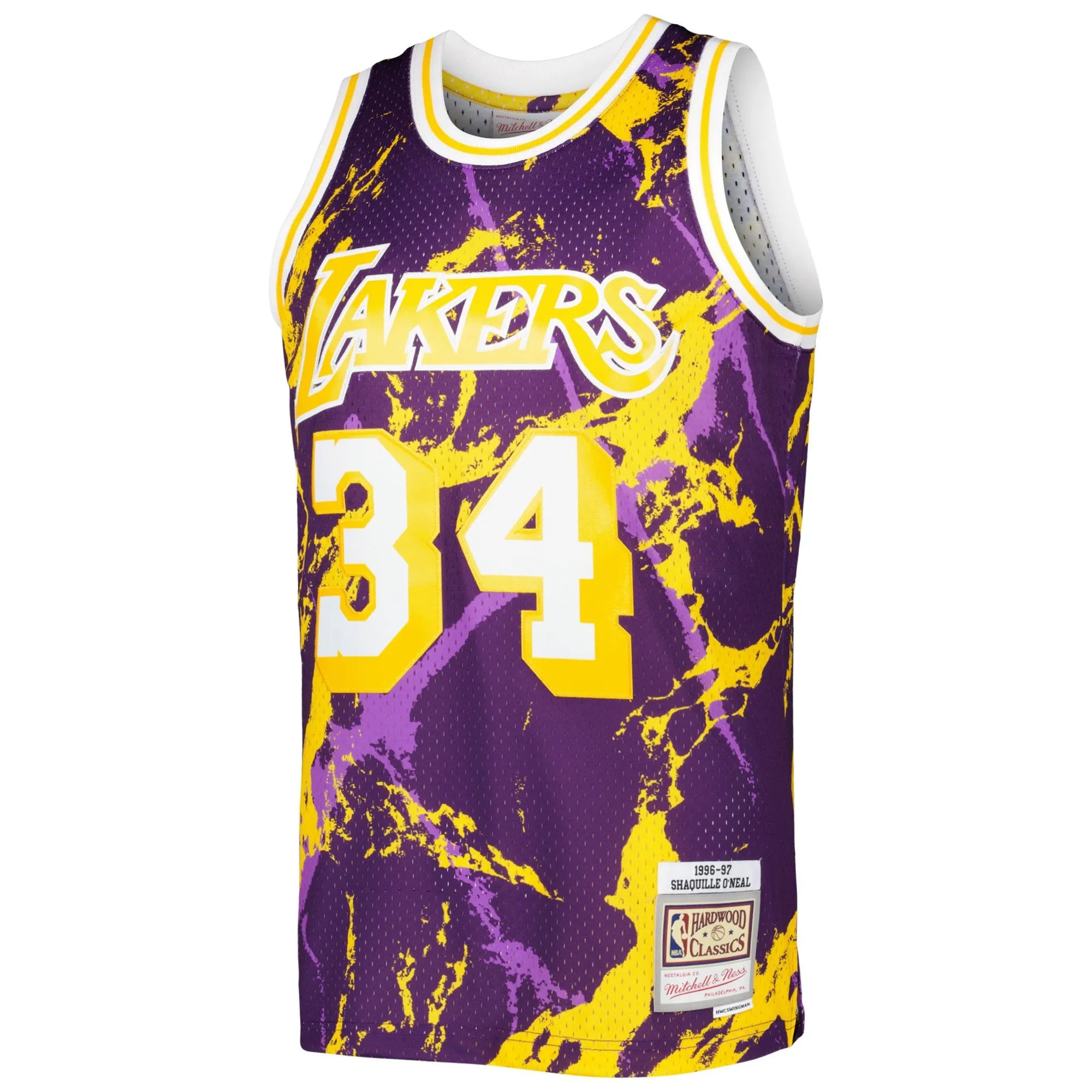 Shaquille O'Neal Los Angeles Lakers Mitchell & Ness 1996/97 Hardwood Classics Marble Swingman Jersey - Purple