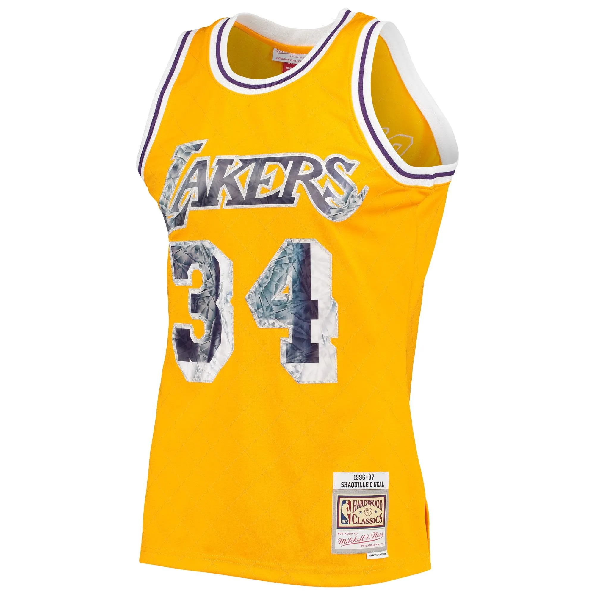 Shaquille O'Neal Los Angeles Lakers Mitchell & Ness 1996-97 Hardwood Classics NBA 75th Anniversary Diamond Swingman Jersey - Gold