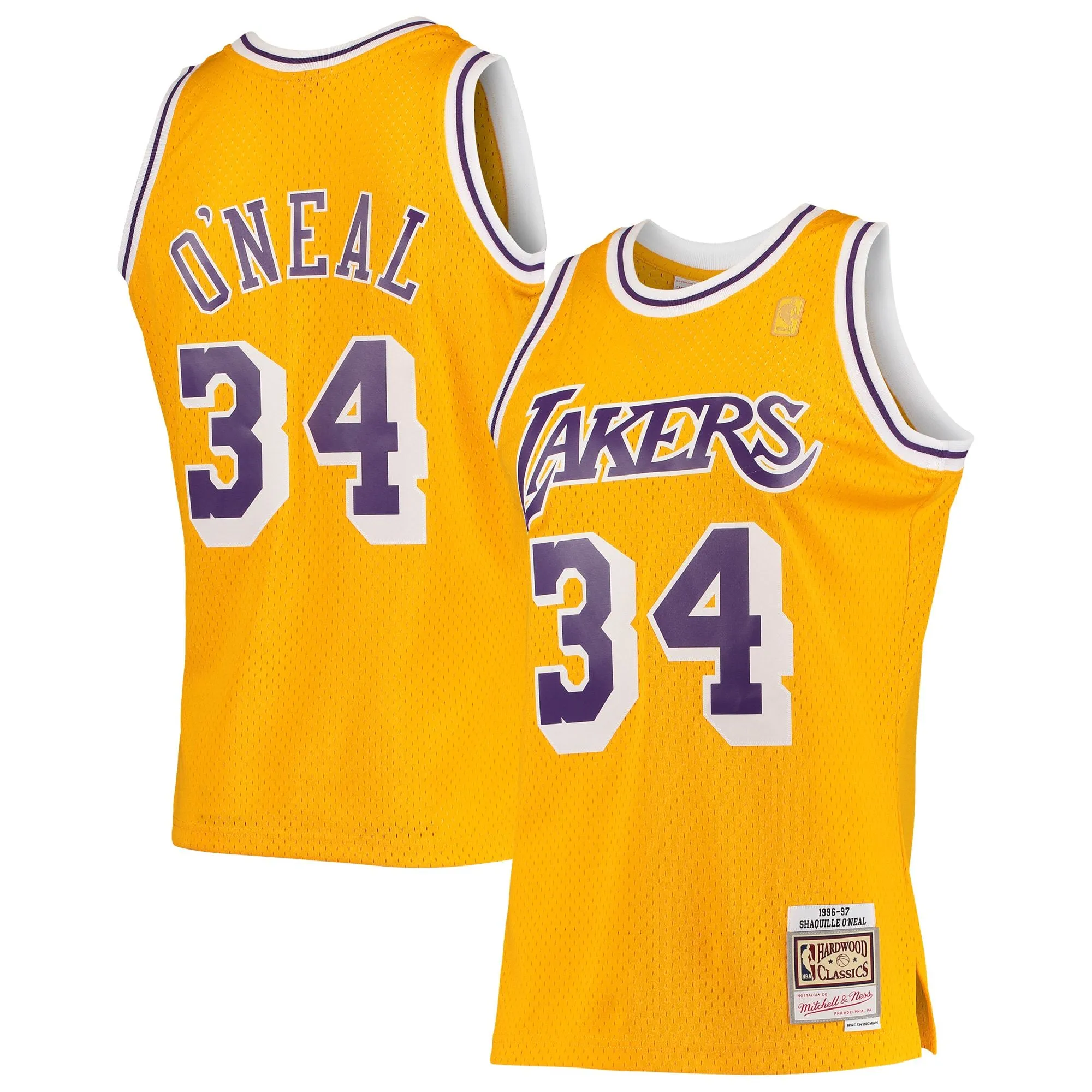 Shaquille O'Neal Los Angeles Lakers Mitchell & Ness 1996/97 Hardwood Classics Swingman Jersey - Gold