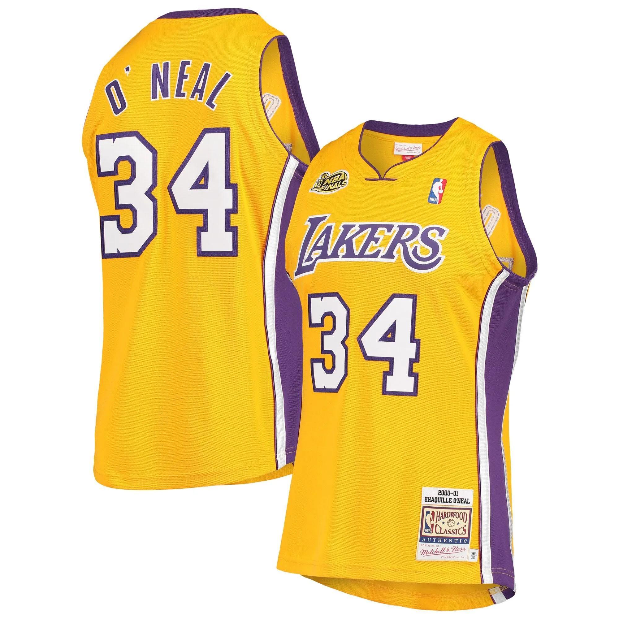 Shaquille O'Neal Los Angeles Lakers Mitchell & Ness 2000 NBA Finals Hardwood Classics  Jersey - Gold