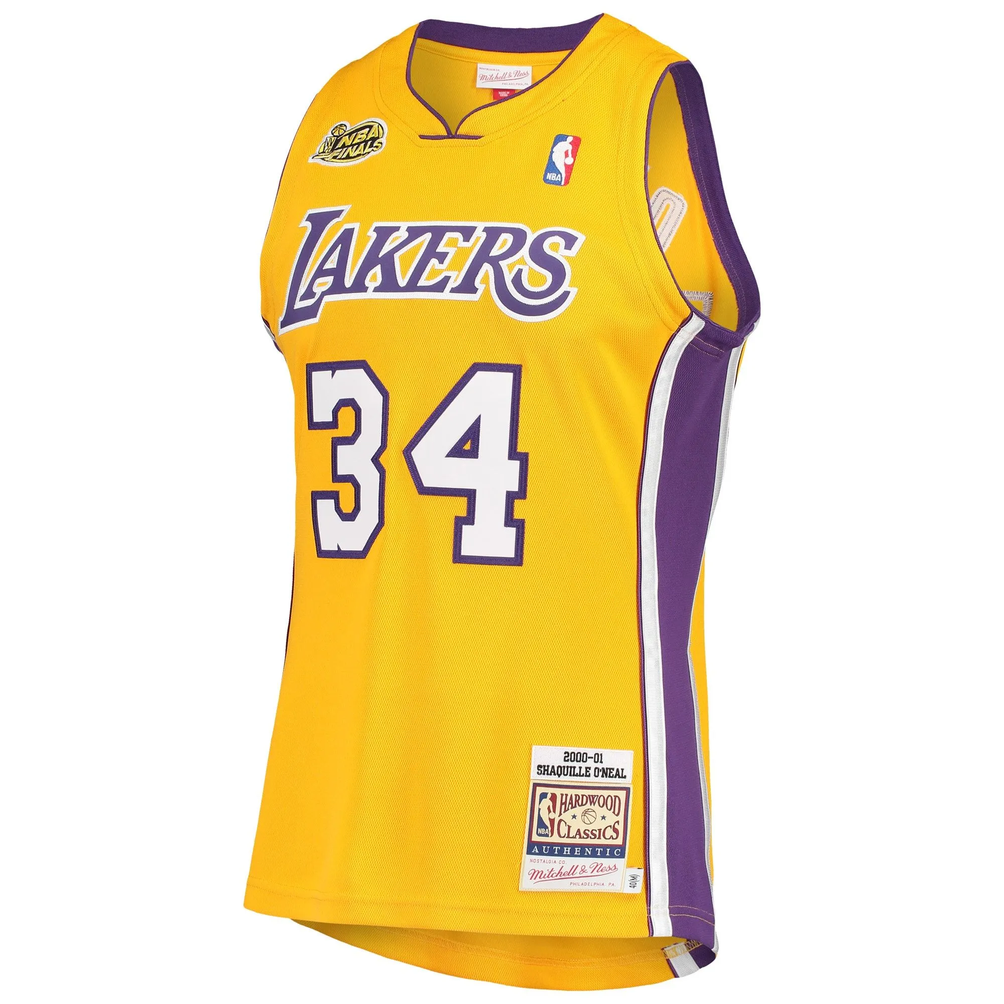 Shaquille O'Neal Los Angeles Lakers Mitchell & Ness 2000 NBA Finals Hardwood Classics  Jersey - Gold