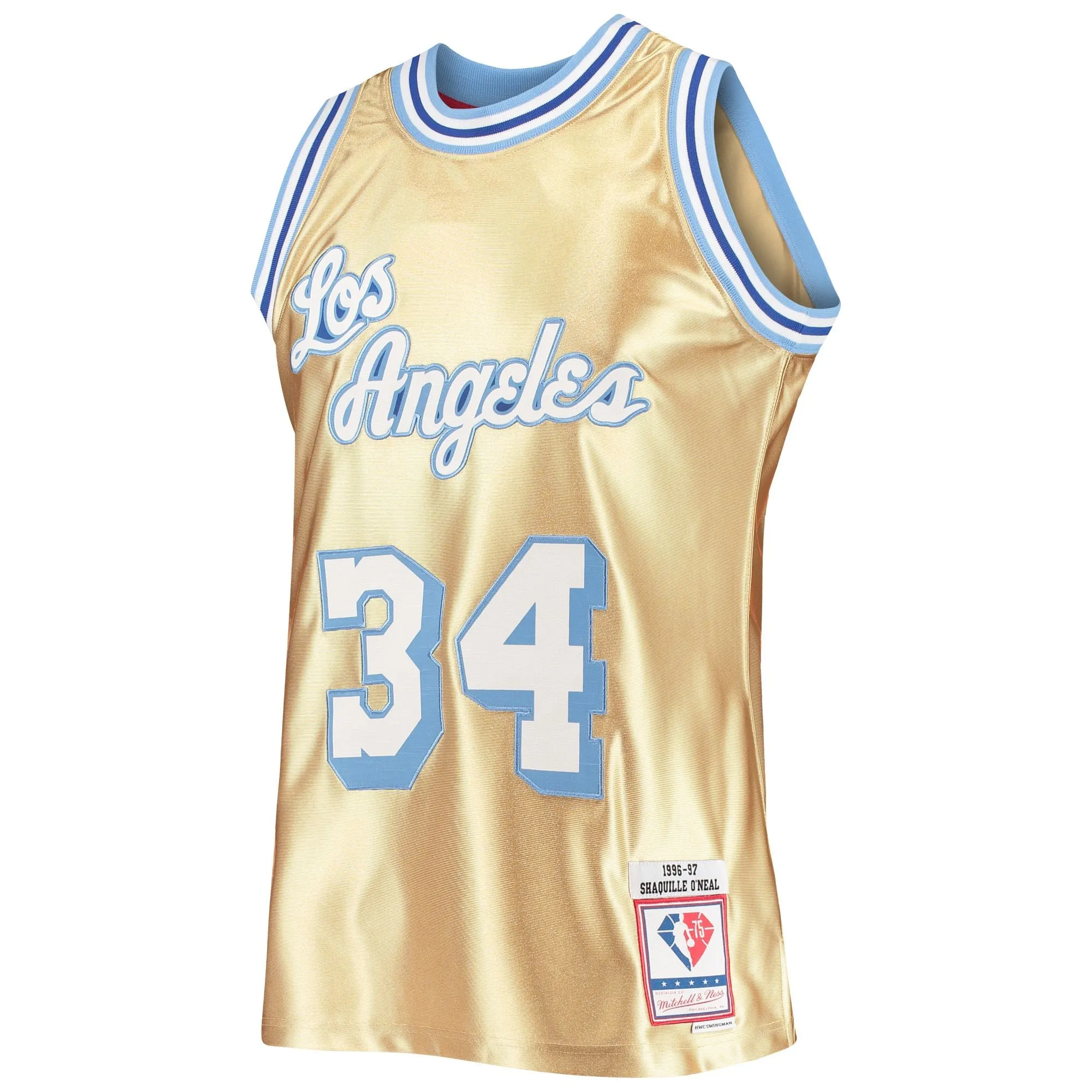 Shaquille O'Neal Los Angeles Lakers Mitchell & Ness 75th Anniversary 1996/97 Hardwood Classics Swingman Jersey - Gold