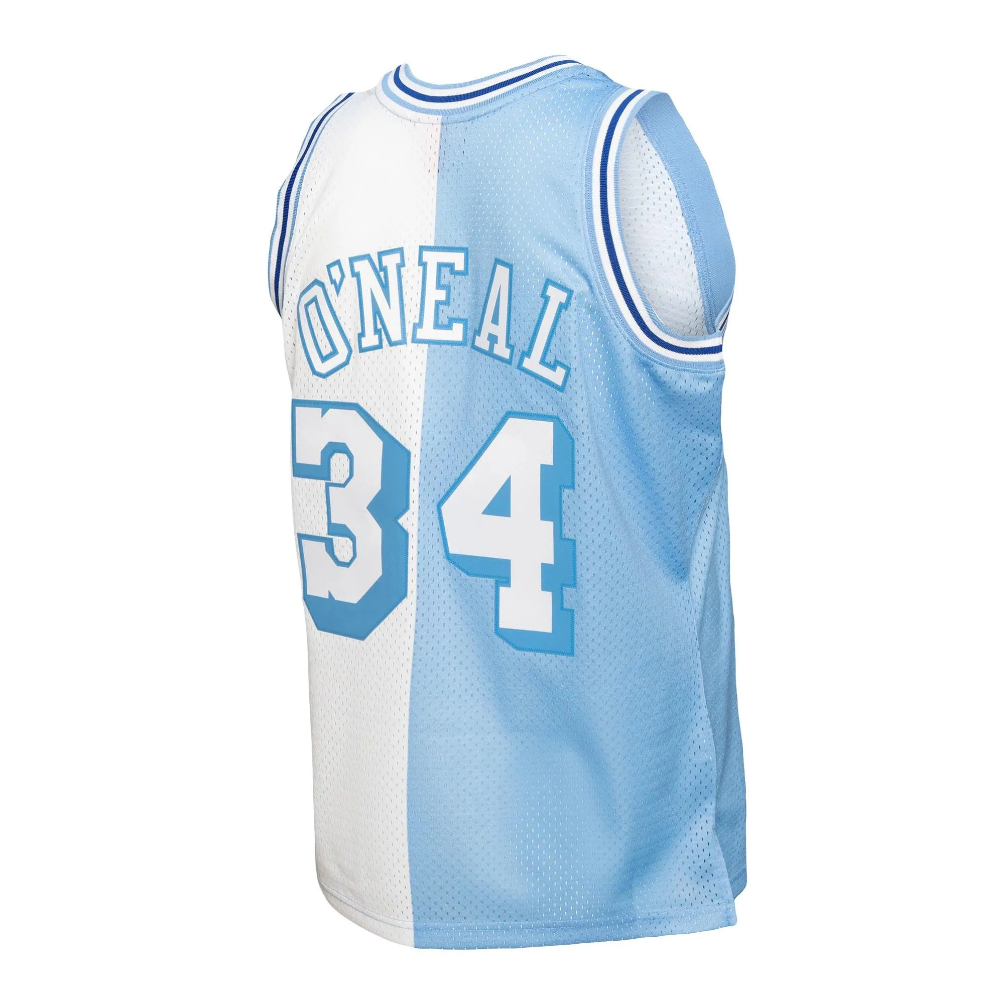 Shaquille O'Neal Los Angeles Lakers Mitchell & Ness Big & Tall Hardwood Classics 1996/97 Split Swingman Jersey - Powder Blue/White