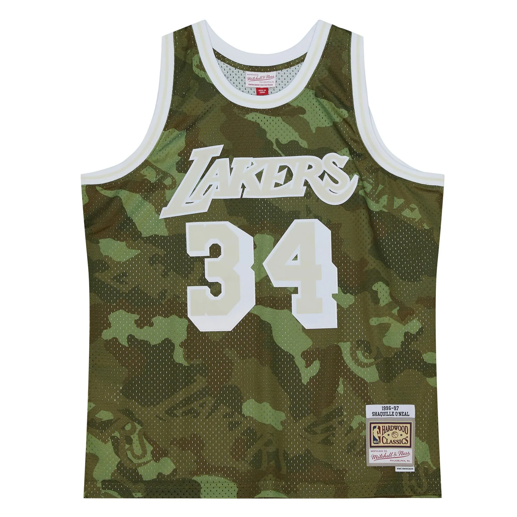 Shaquille O'Neal Los Angeles Lakers Mitchell & Ness Hardwood Classics 1996/97 Ghost Green Swingman Jersey - Camo