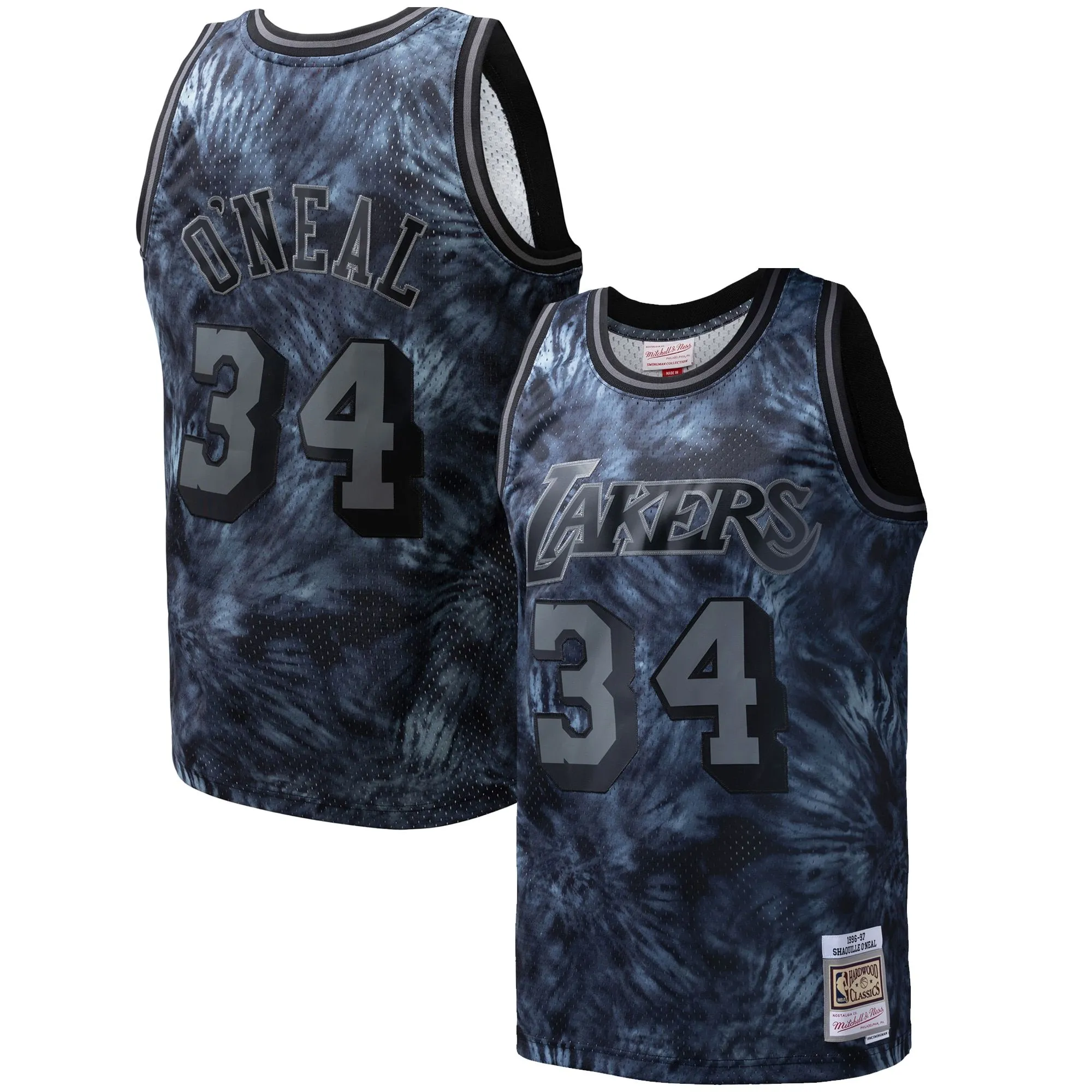 Shaquille O'Neal Los Angeles Lakers Mitchell & Ness Hardwood Classics 1996/97 Tie-Dye Swingman Jersey - Black