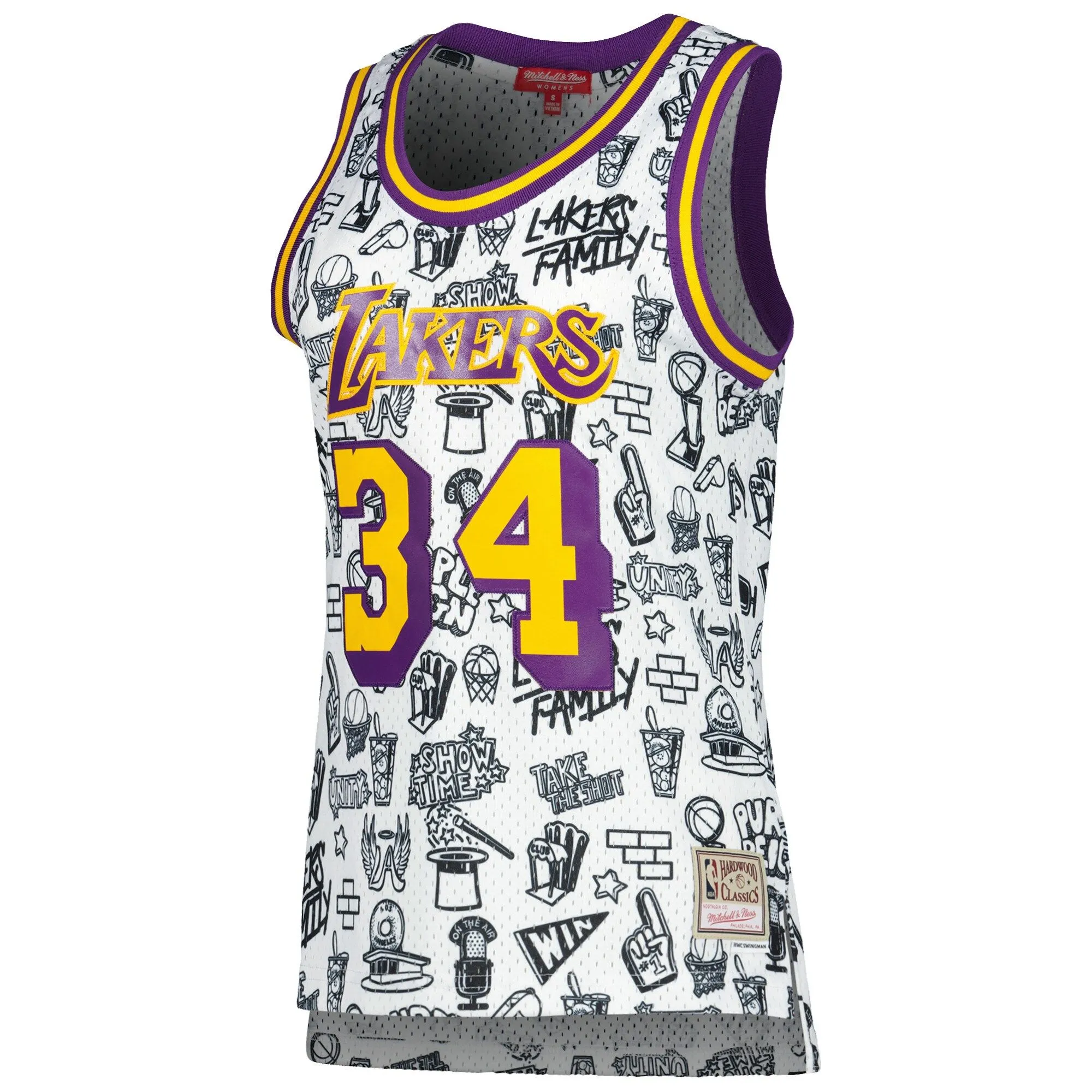 Shaquille O'Neal Los Angeles Lakers Mitchell & Ness Women's 1996 Doodle Swingman Jersey - White