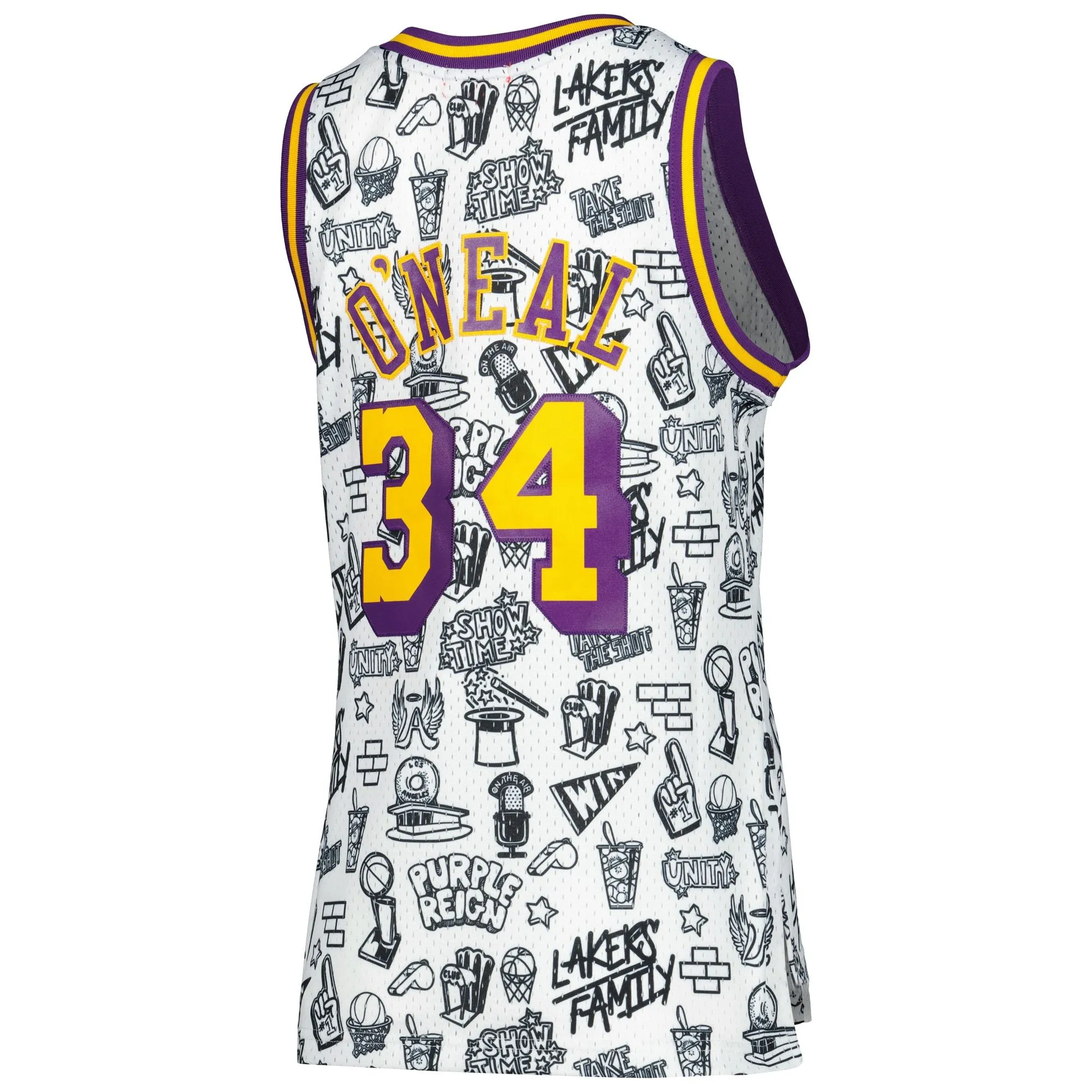 Shaquille O'Neal Los Angeles Lakers Mitchell & Ness Women's 1996 Doodle Swingman Jersey - White