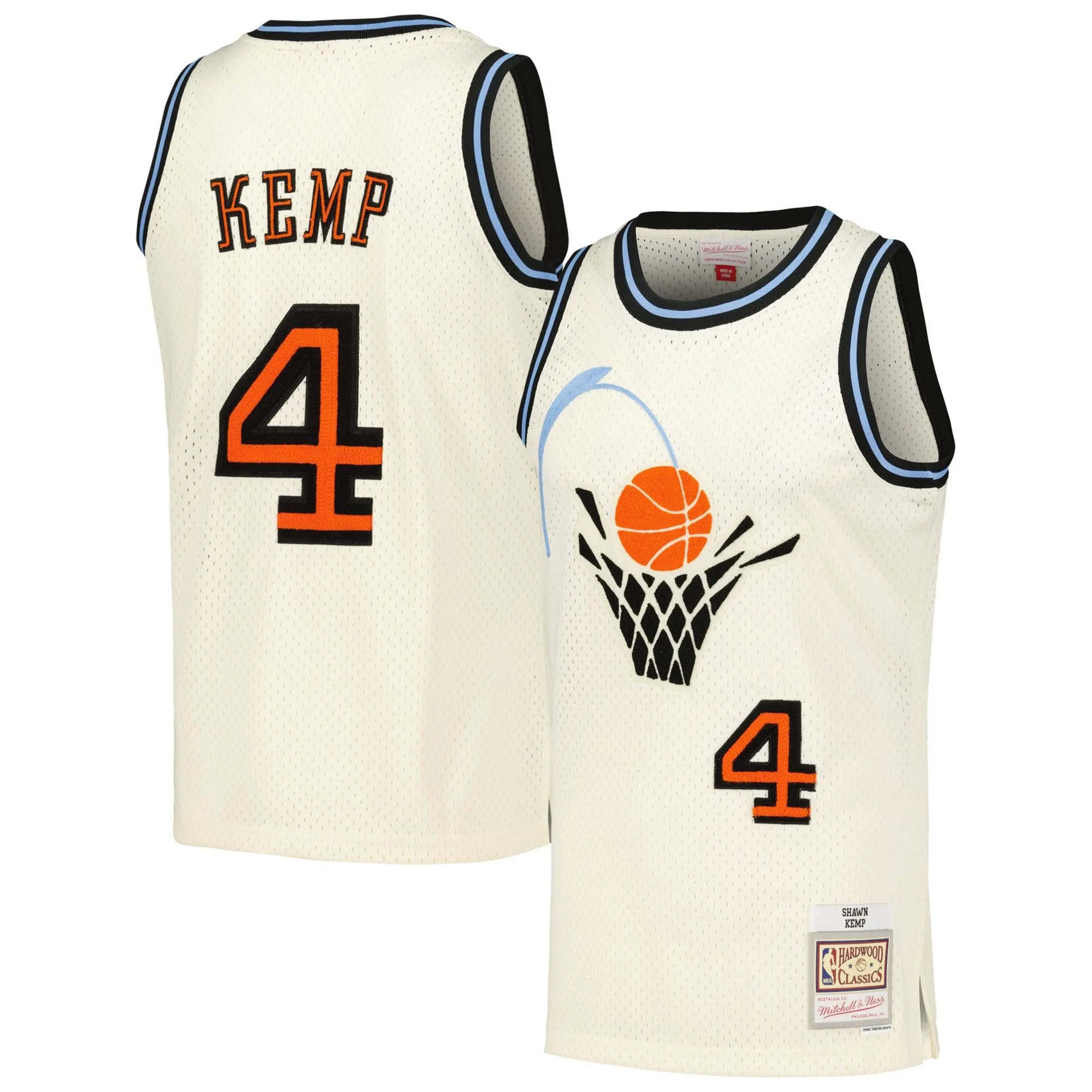 Shawn Kemp Cleveland Cavaliers Mitchell & Ness Chainstitch Swingman Jersey - Cream