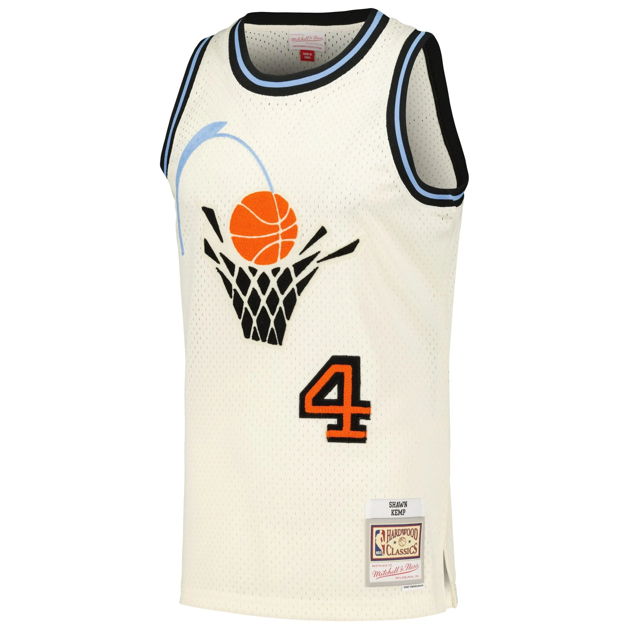 Shawn Kemp Cleveland Cavaliers Mitchell & Ness Chainstitch Swingman Jersey - Cream