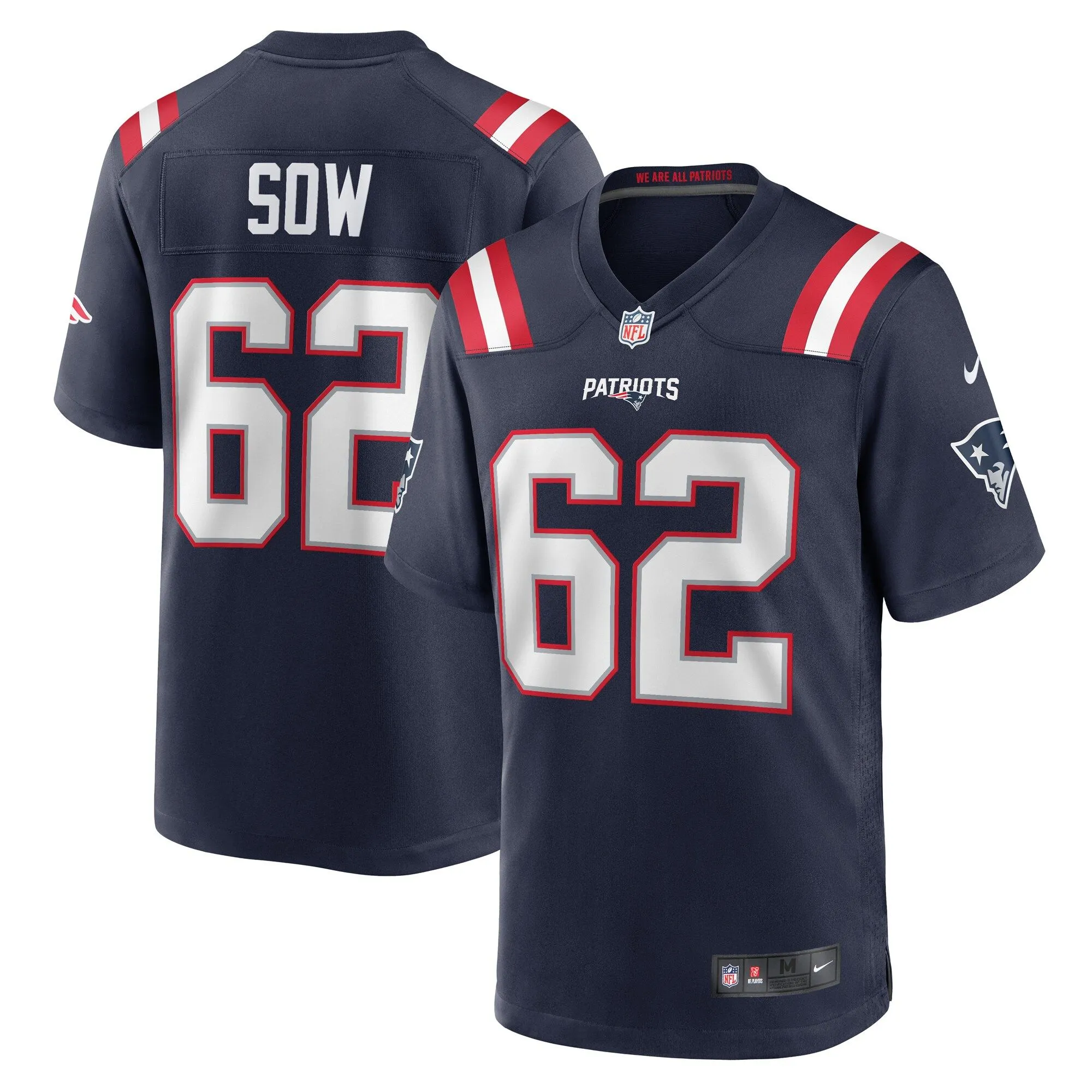 Sidy Sow New England Patriots  Team Game Jersey -  Navy