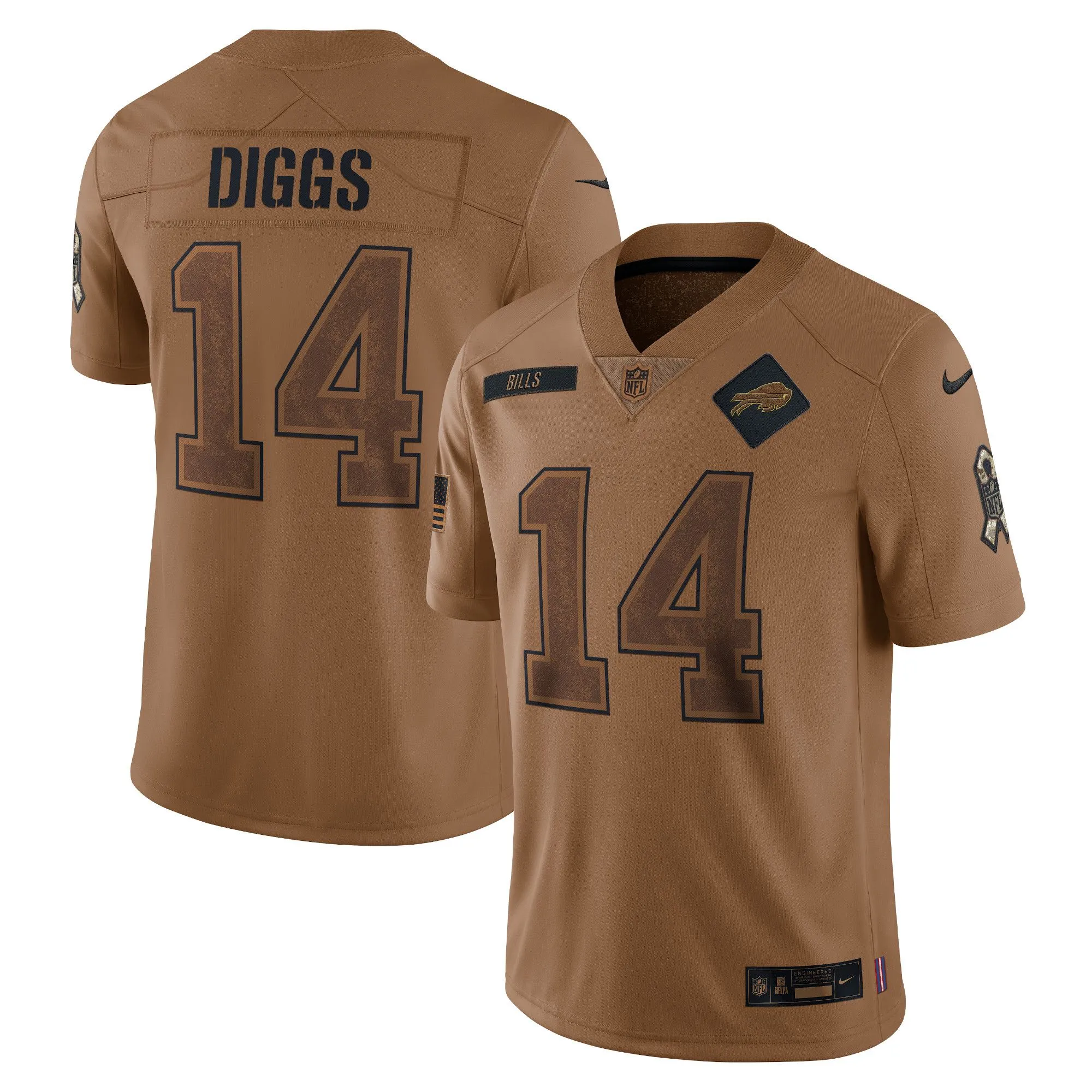 Stefon Diggs Buffalo Bills  2023 Salute To Service Limited Jersey - Brown