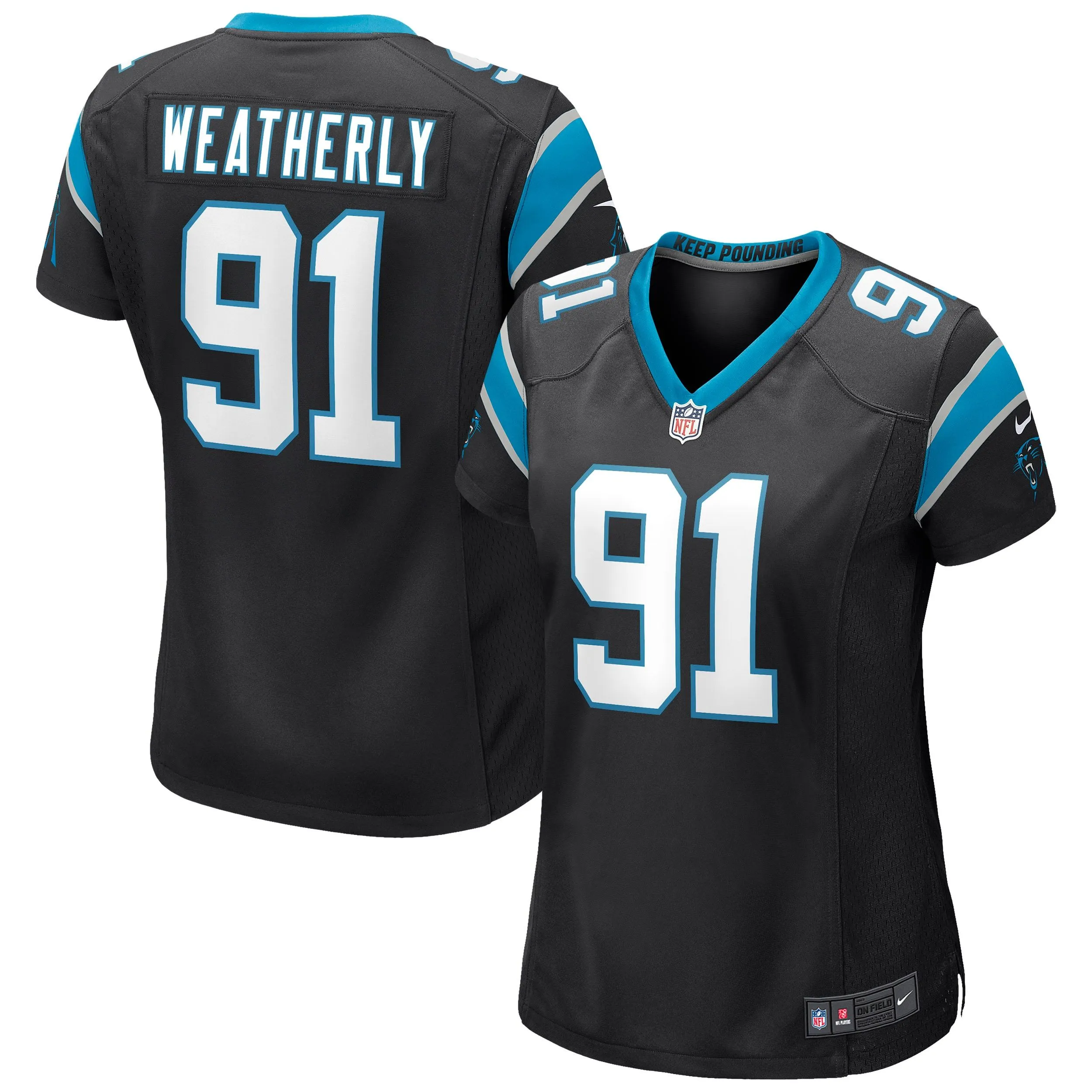 Stephen Weatherly Carolina Panthers  Women's Game Jersey - Black