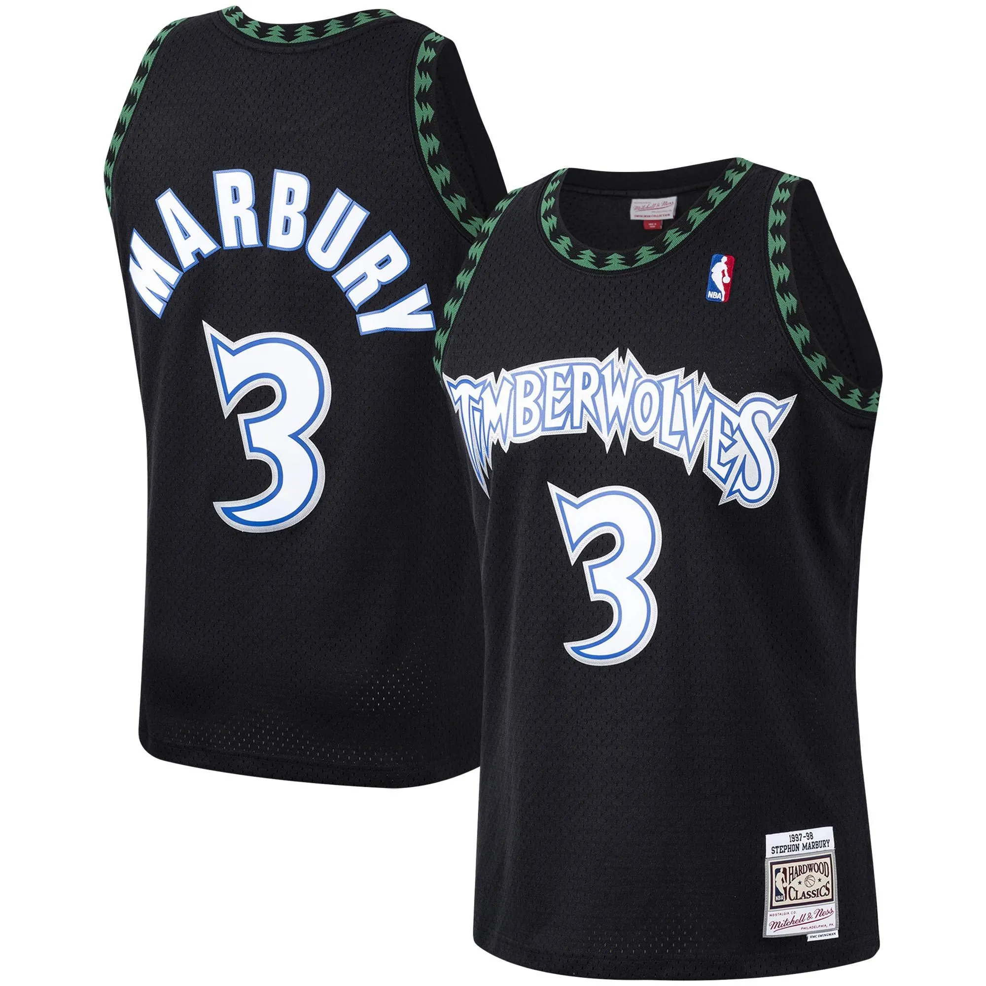 Stephon Marbury Minnesota Timberwolves Mitchell & Ness 1997/98 Hardwood Classics Swingman Jersey - Black