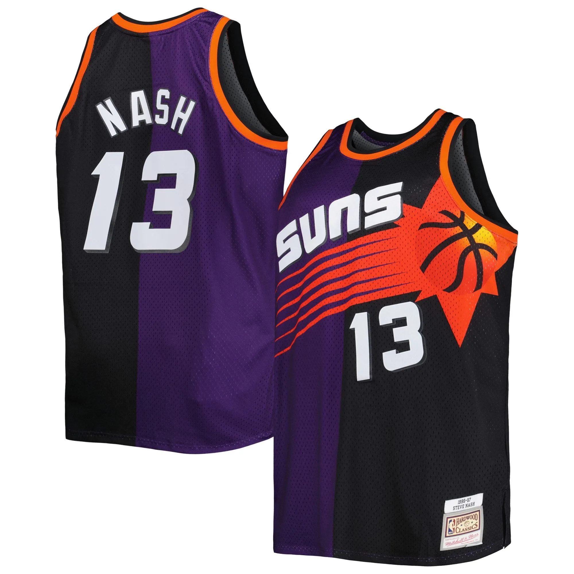 Steve Nash Phoenix Suns Mitchell & Ness Big & Tall Hardwood Classics 1996/97 Split Swingman Jersey - Purple/Black