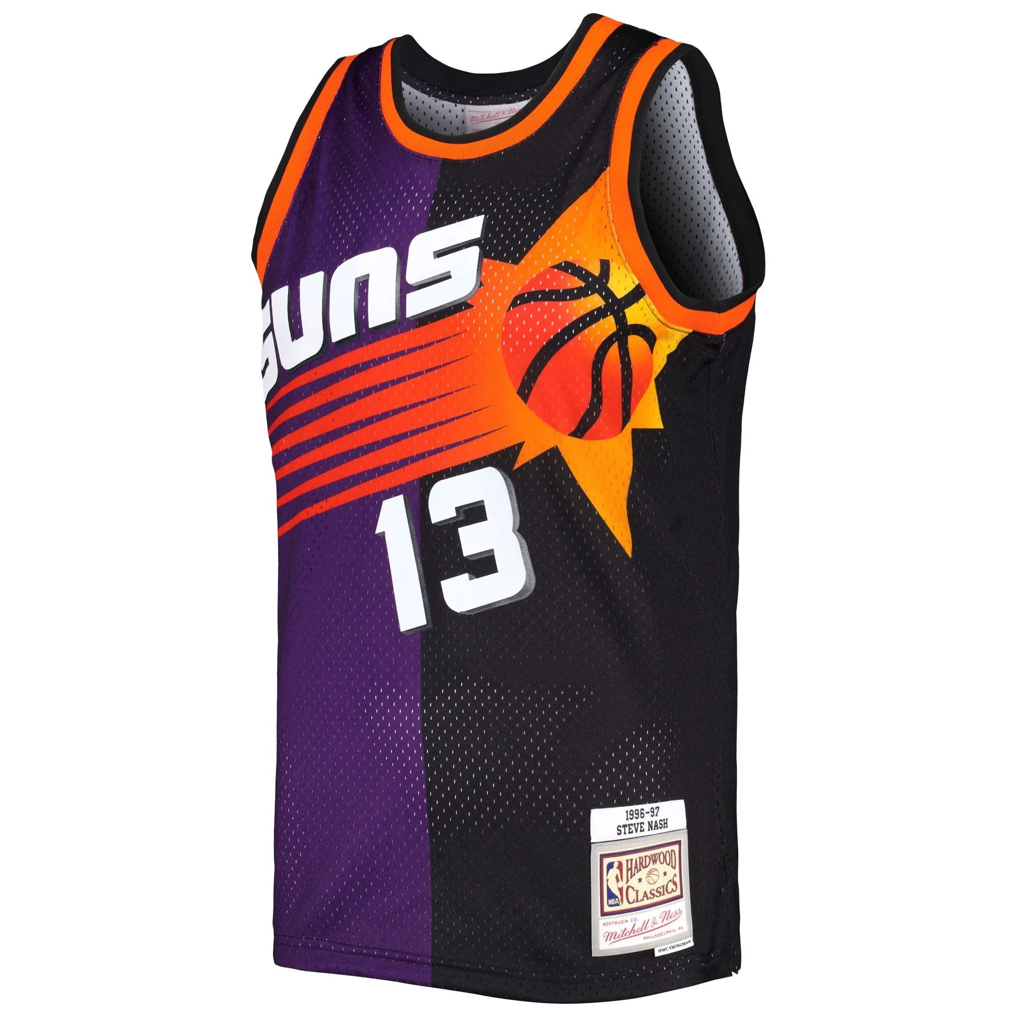 Steve Nash Phoenix Suns Mitchell & Ness Hardwood Classics 1996/97 Split Swingman Jersey - Purple/Black