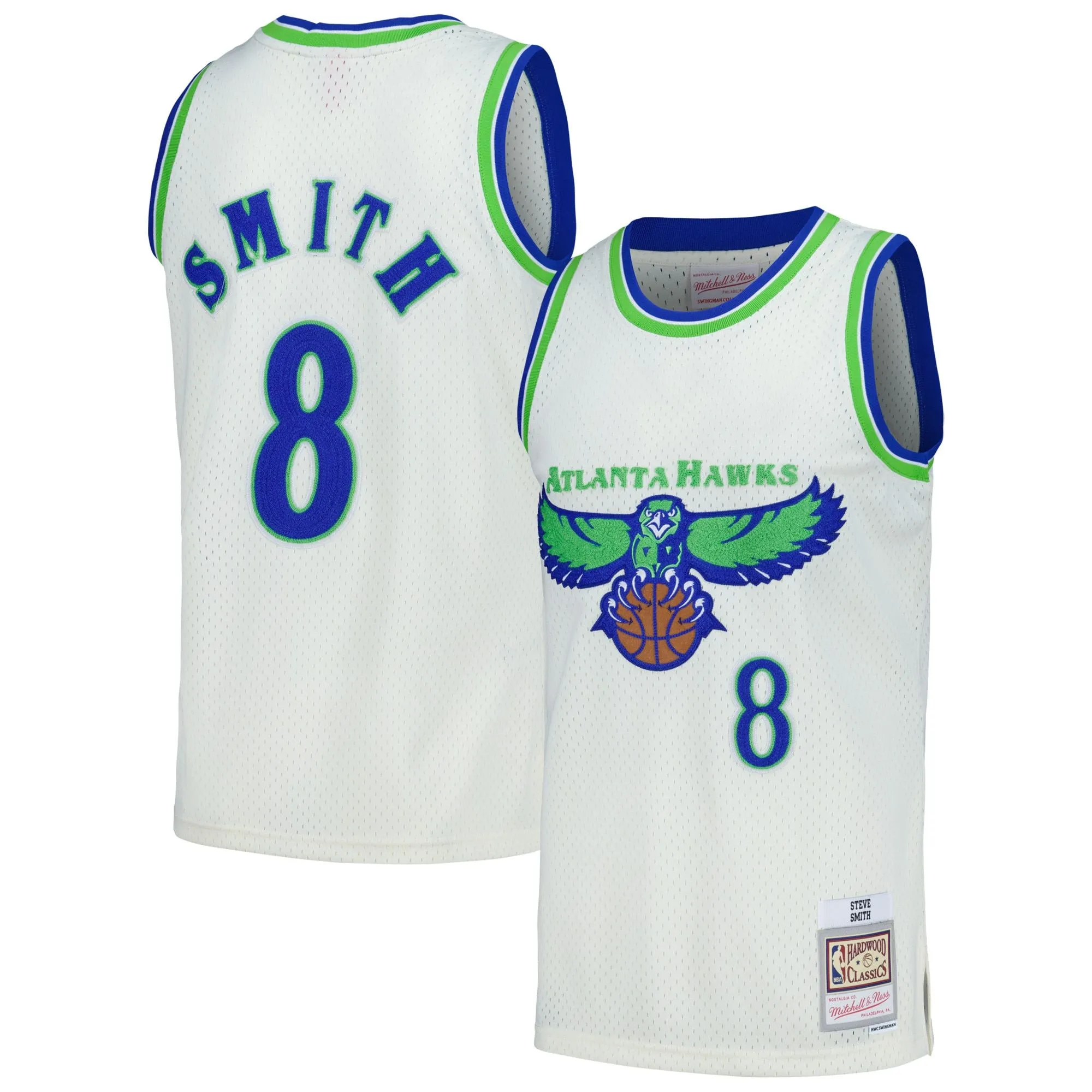 Steve Smith Atlanta Hawks Mitchell & Ness Chainstitch Swingman Jersey - Cream