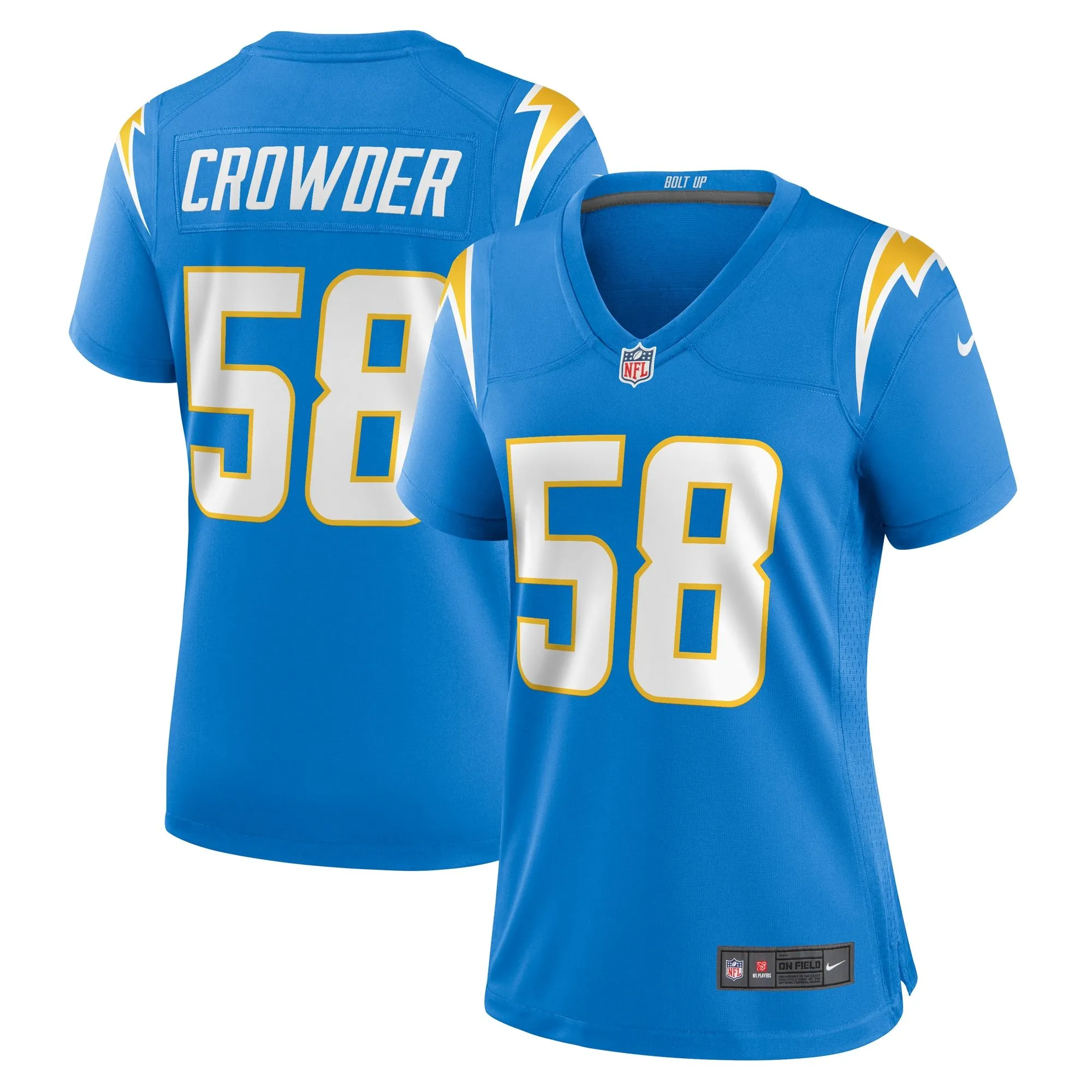 Tae Crowder Los Angeles Chargers  Women's Team Game Jersey - Powder Blue