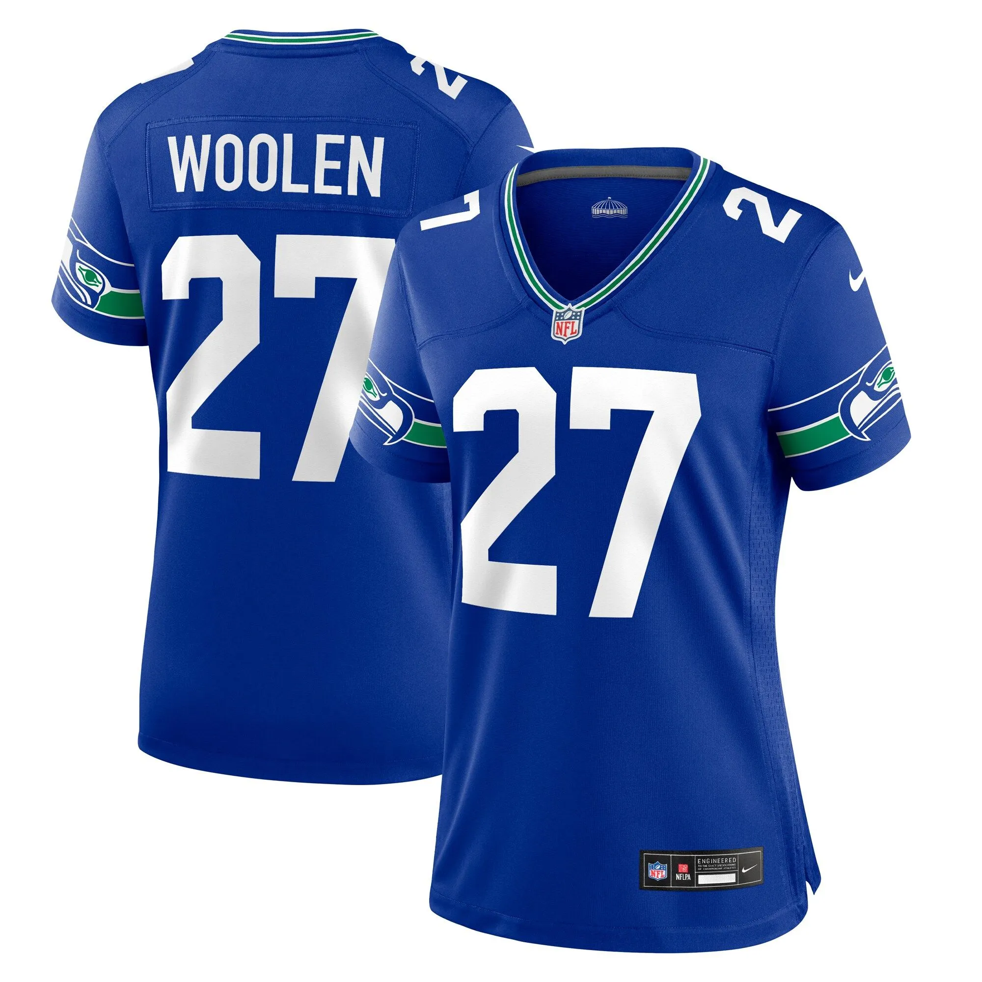 Tariq Woolen Seattle Seahawks  Women's Throwback Player Game Jersey - Royal