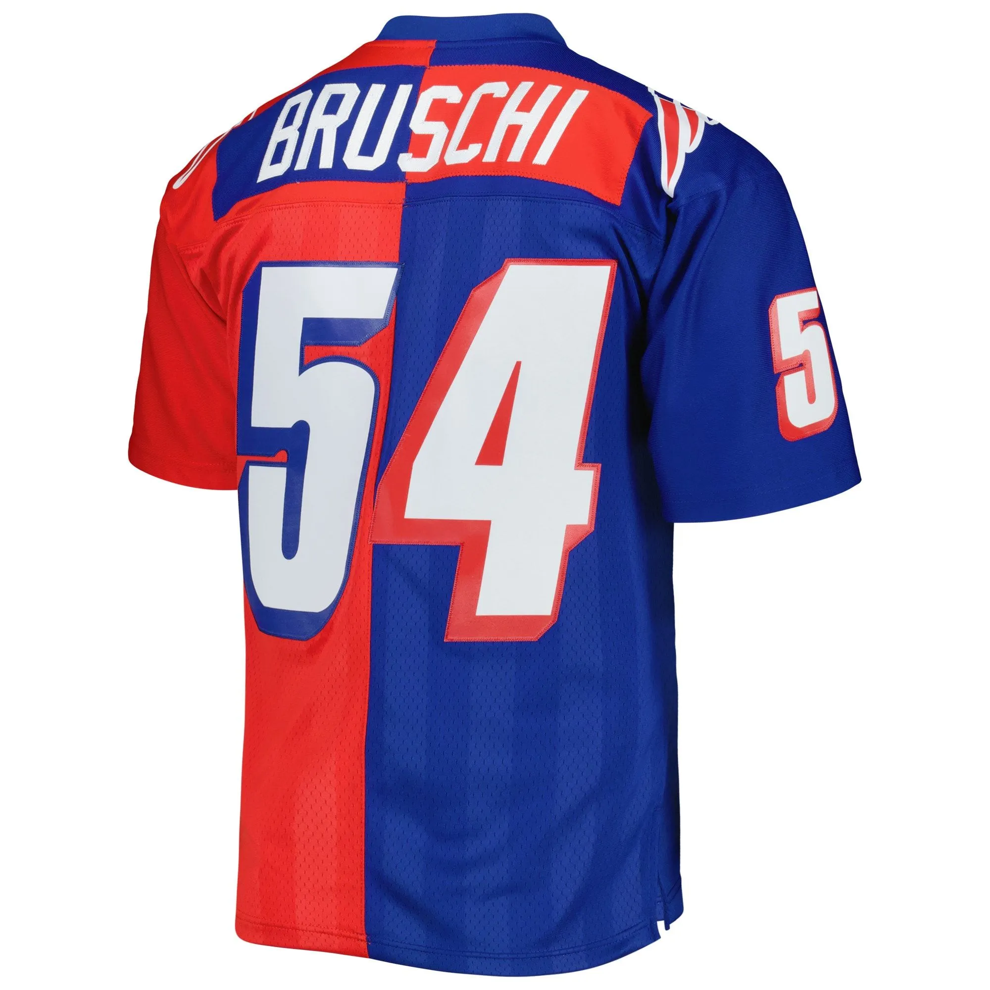 Tedy Bruschi New England Patriots Mitchell & Ness 1996 Split Legacy Replica Jersey - Royal/Red