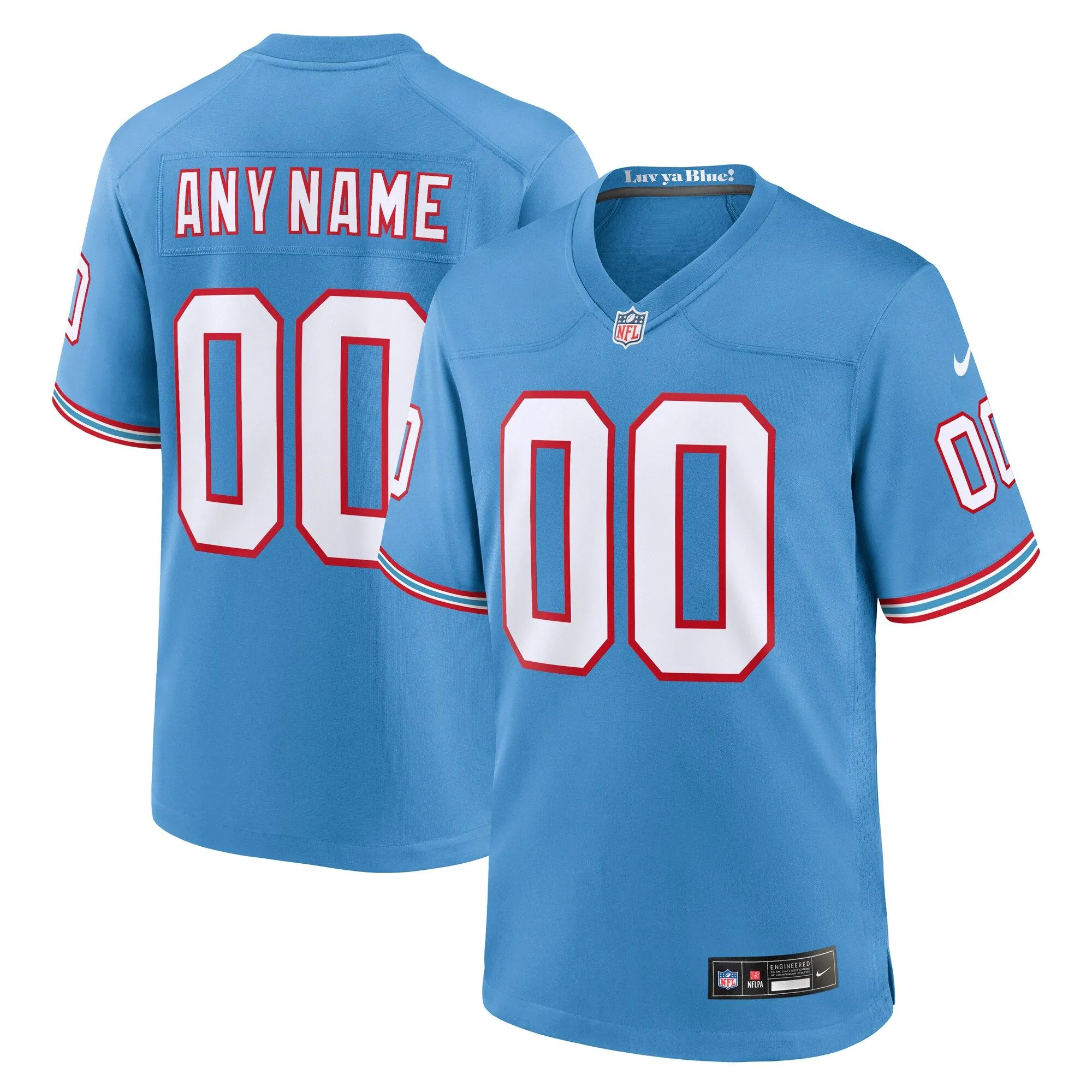 Tennessee Titans  Oilers Throwback Custom Game Jersey - Light Blue